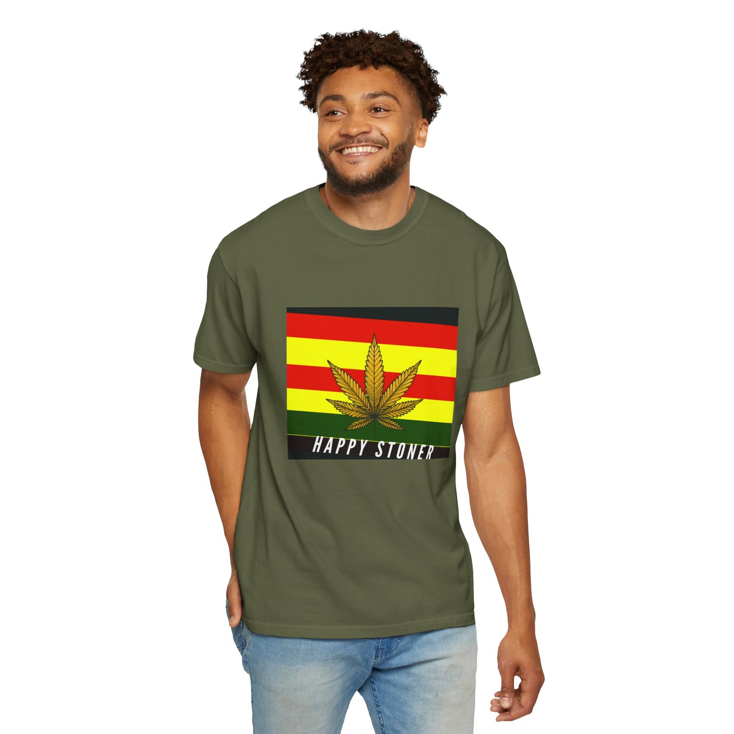Happy Stoner Unisex Garment-Dyed T-shirt - Chill Vibes for Cannabis Enthusiasts