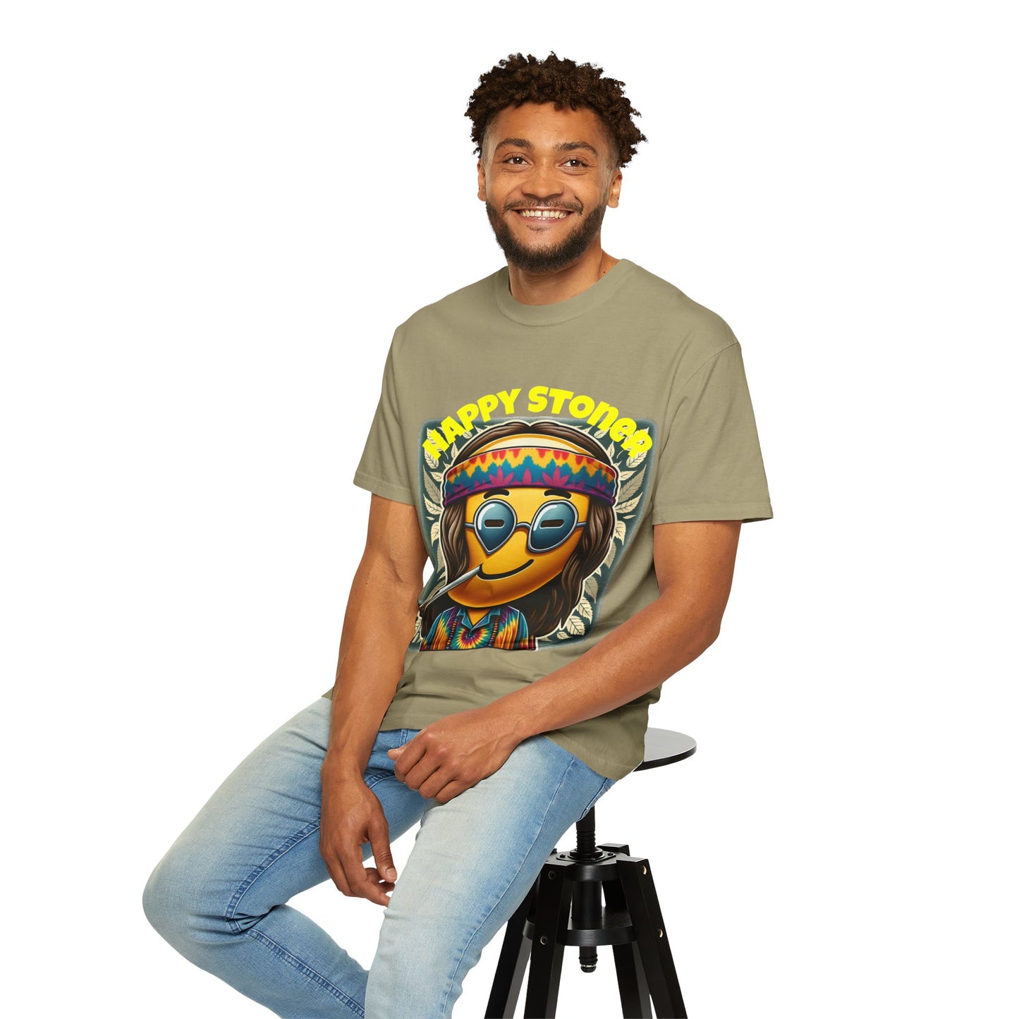 Happy Stoner Unisex Garment-Dyed T-Shirt | Chill Vibe Tee for Budding Enthusiasts