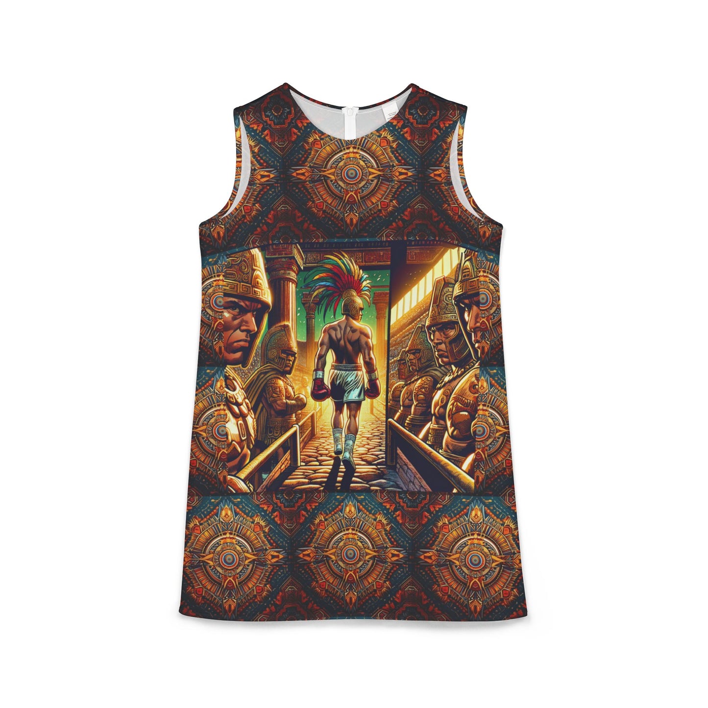 Azteca God A-line Sleeveless Dress (AOP)