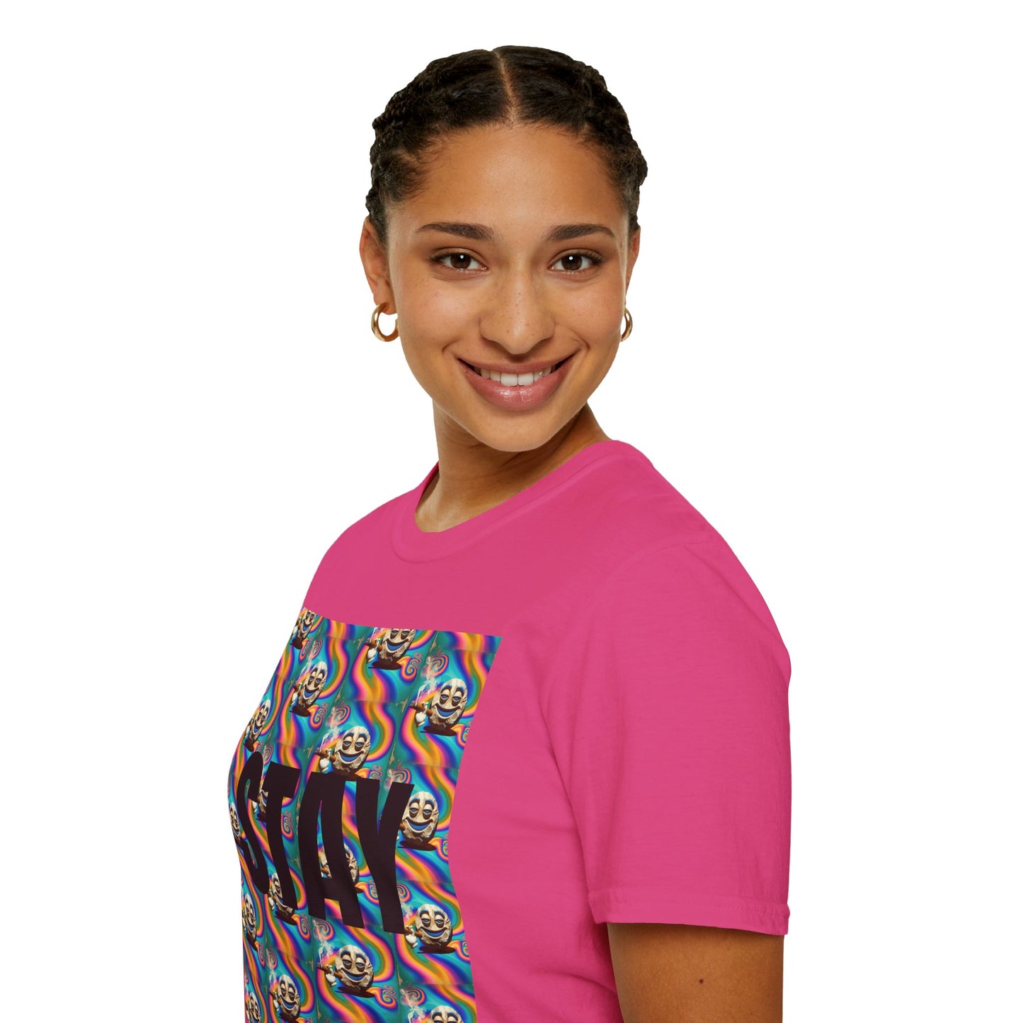 Stay Stoned Unisex Softstyle T-Shirt - Retro Vibe Graphic Tee for Fun Gatherings