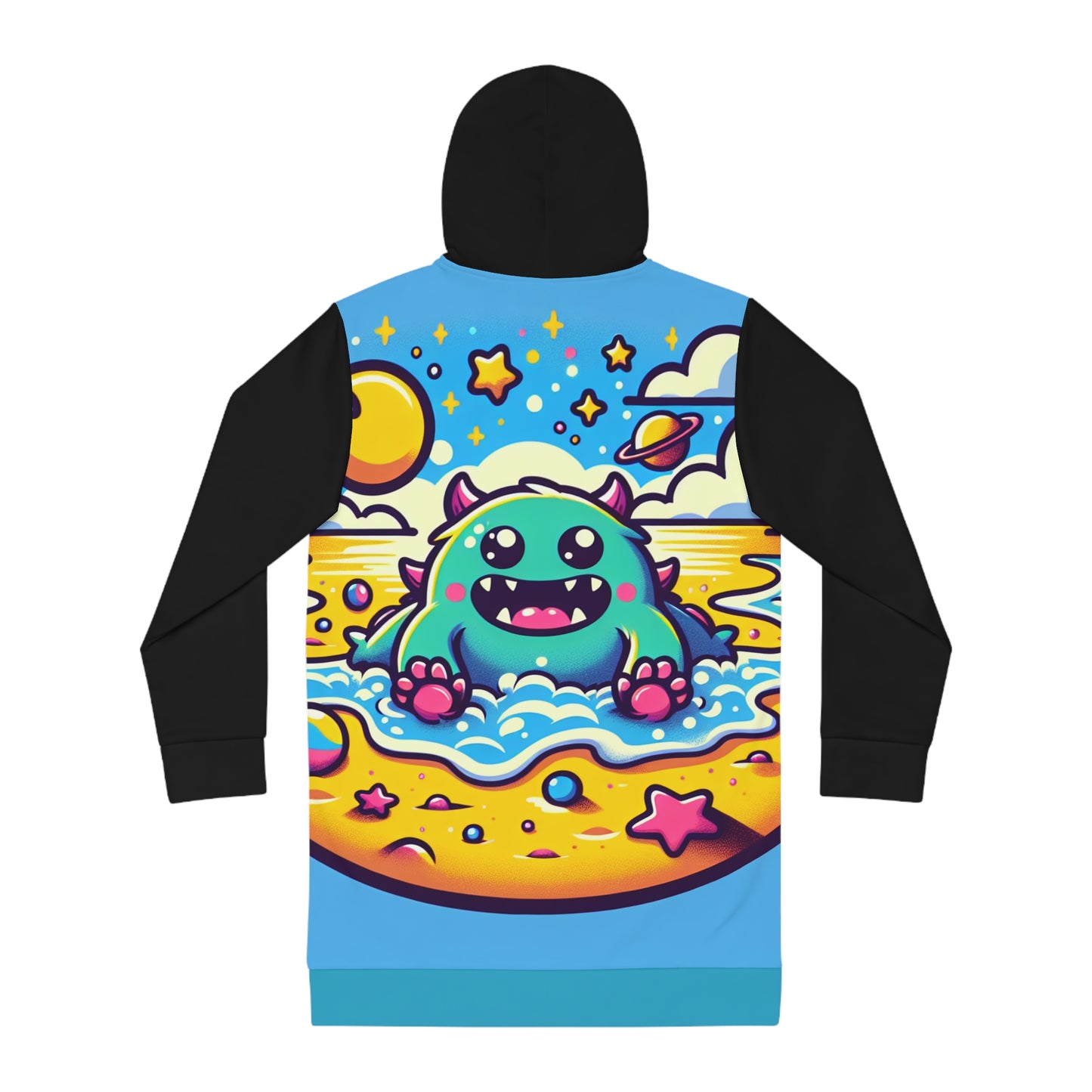 Cute Monster Beach Hoodie Dress - Fun and Colorful Summer Wear