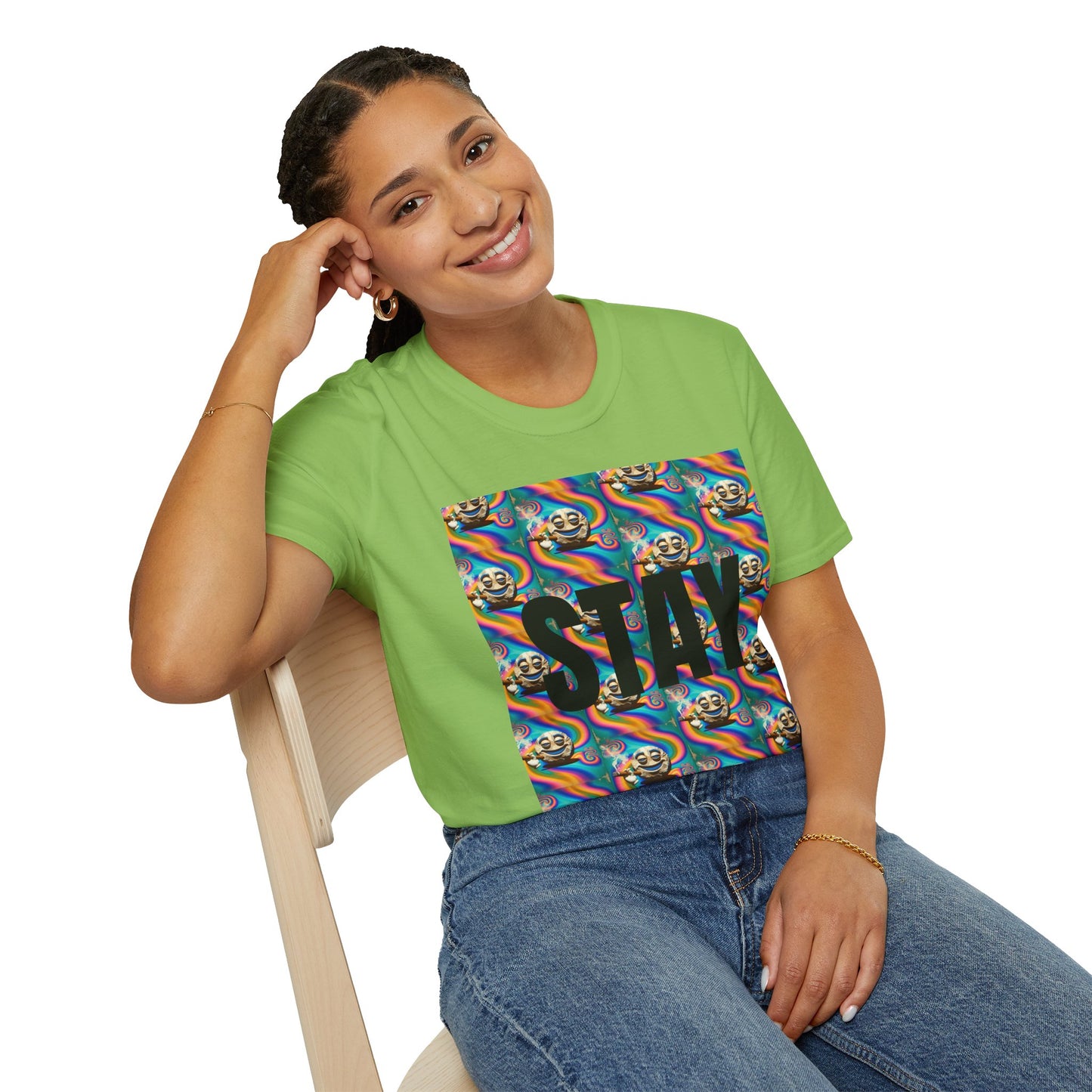 Stay Stoned Unisex Softstyle T-Shirt - Retro Vibe Graphic Tee for Fun Gatherings
