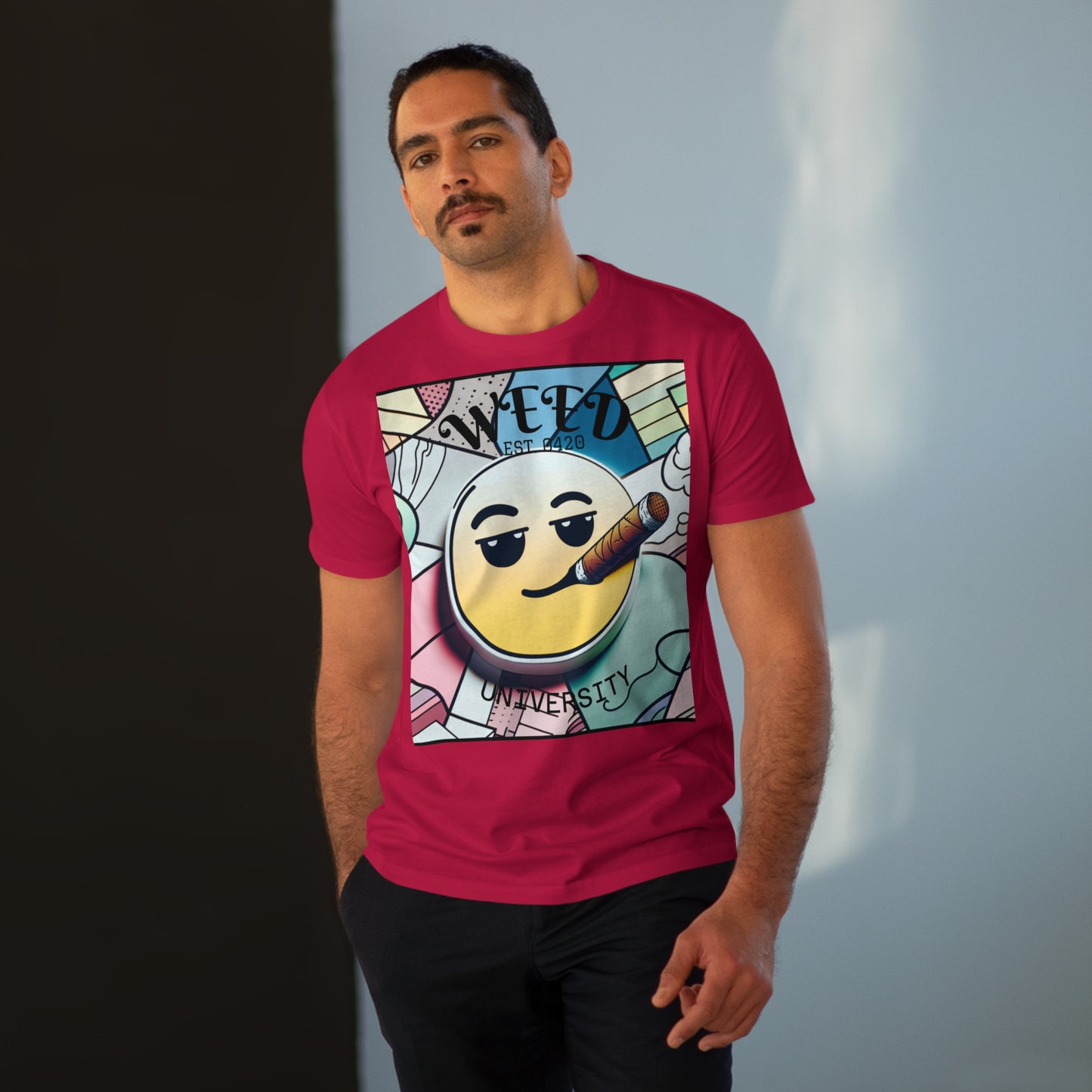 Cozy Weed University Tee - Modern Fit Cannabis T-Shirt for Fun Lovers