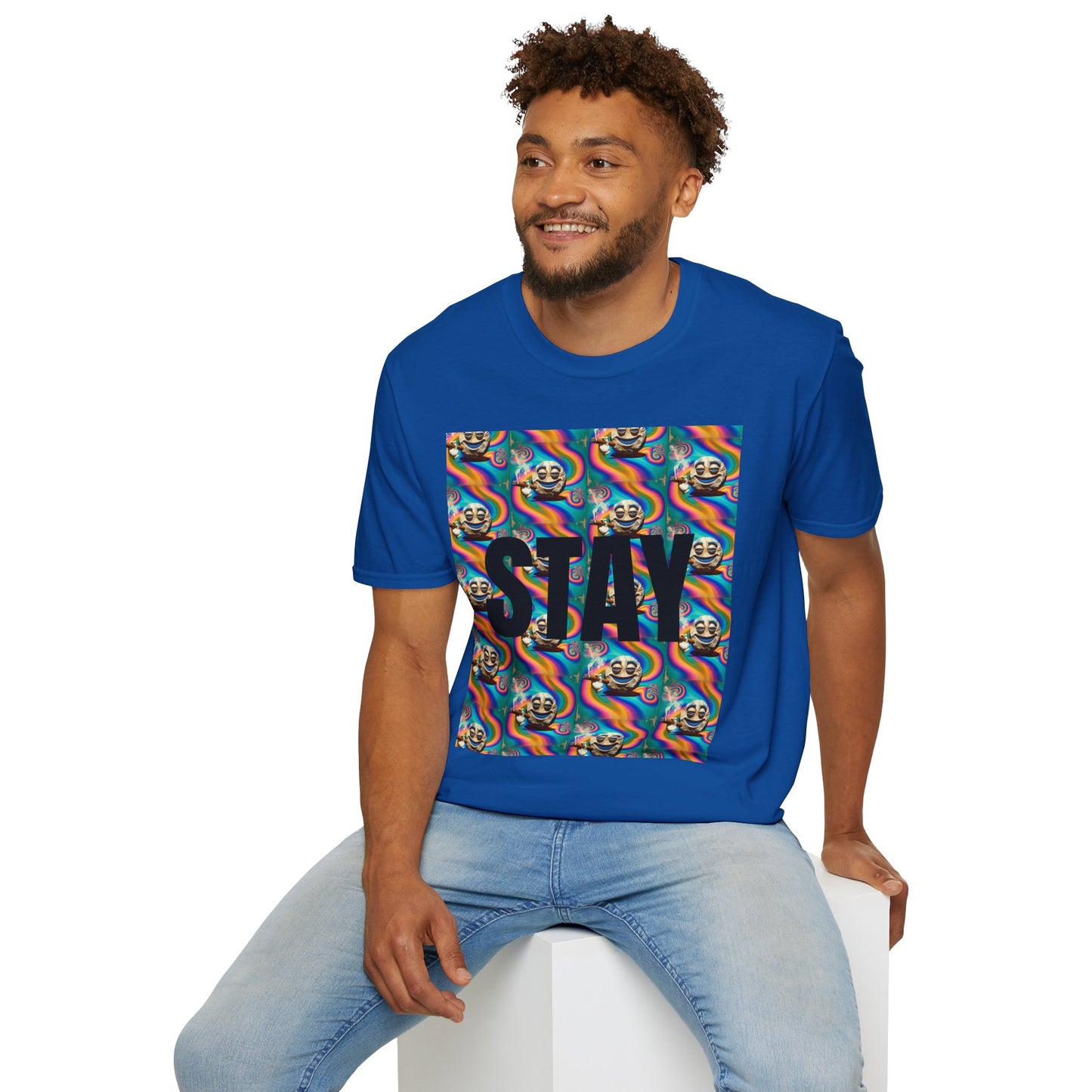 Stay Stoned Unisex Softstyle T-Shirt - Retro Vibe Graphic Tee for Fun Gatherings