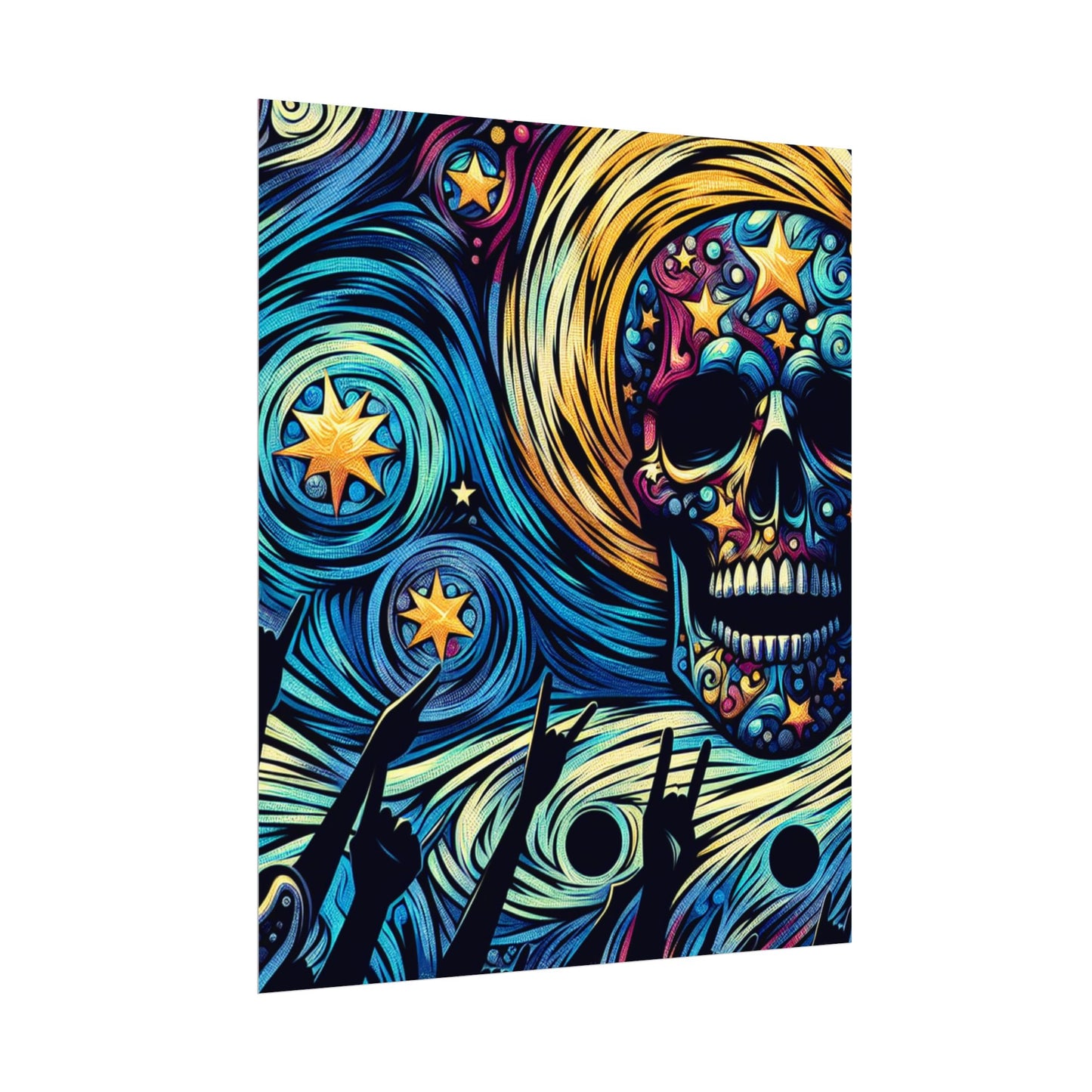 Midnight Rock N Roll Textured Watercolor Matte Posters