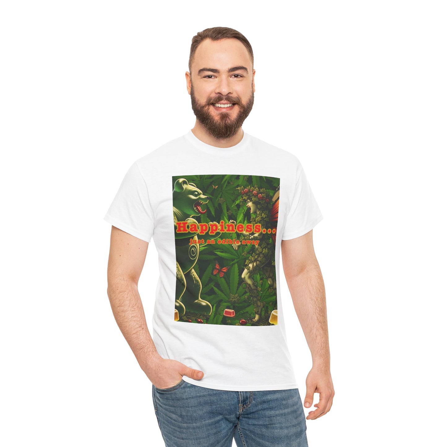 Happiness Jungle Unisex Heavy Cotton Tee, Graphic T-Shirt, Nature Lover Gift, Summer Wardrobe Essential, Unisex Casual Wear