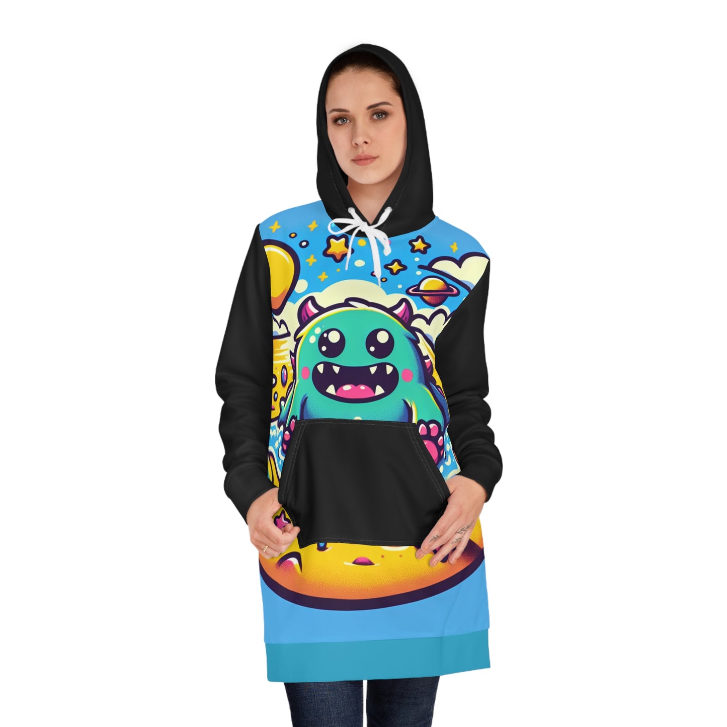 Cute Monster Beach Hoodie Dress - Fun and Colorful Summer Wear