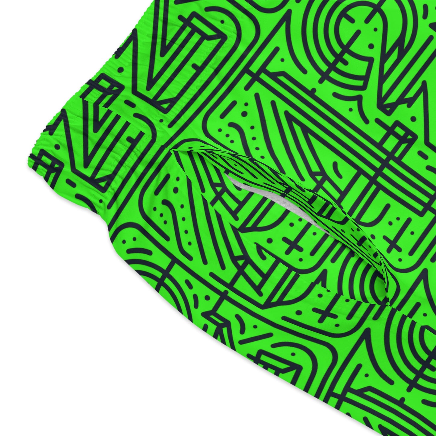 Luminous Green Graphic Swim Trunks - Perfect for Summer Fun!