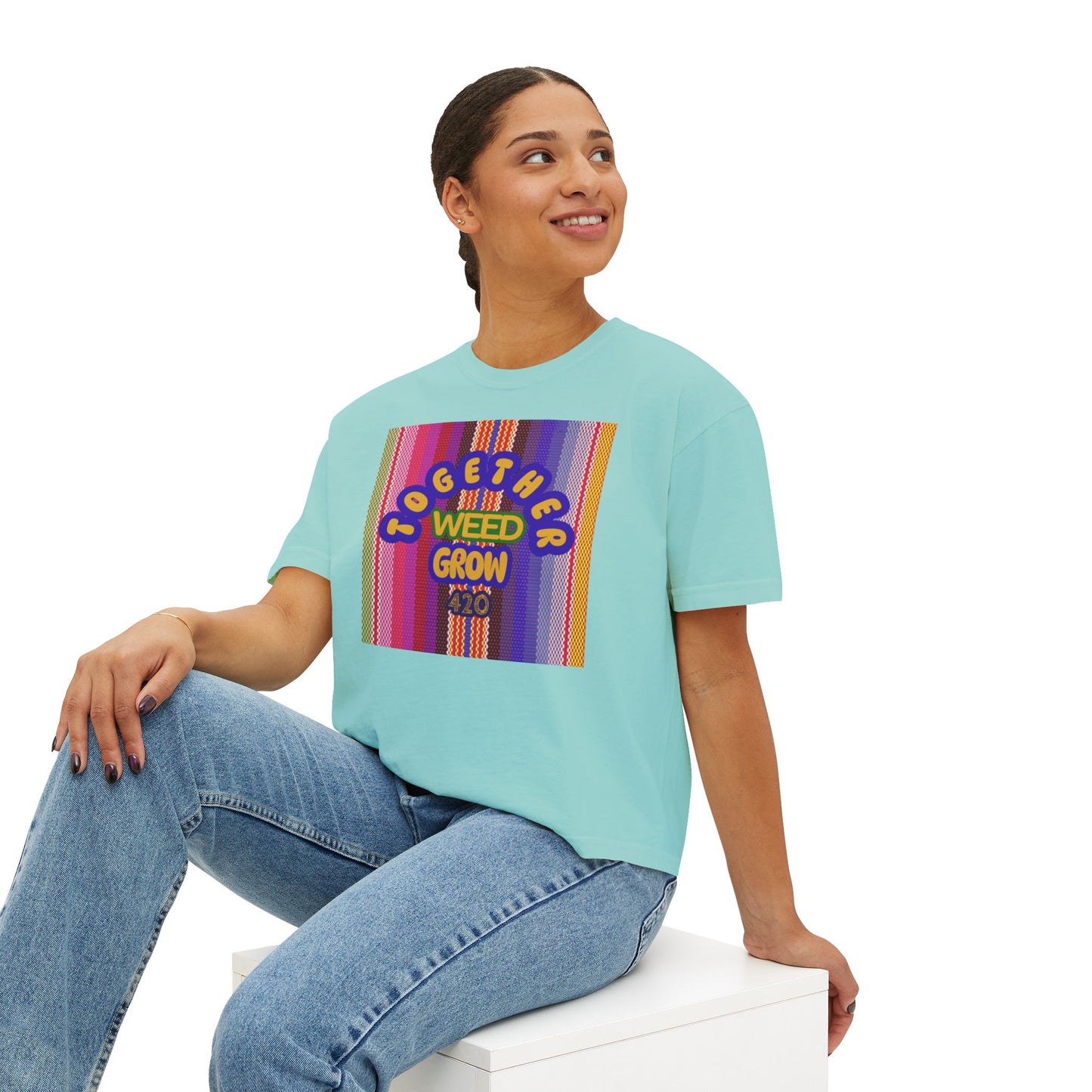 Women's Boxy Tee - Together We Grow Weed Design