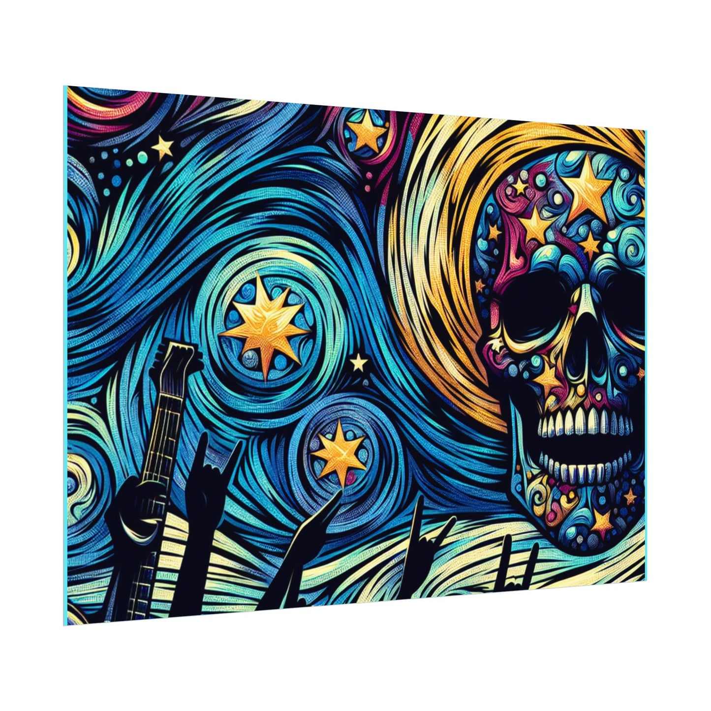 Midnight Rock N Roll Textured Watercolor Matte Posters