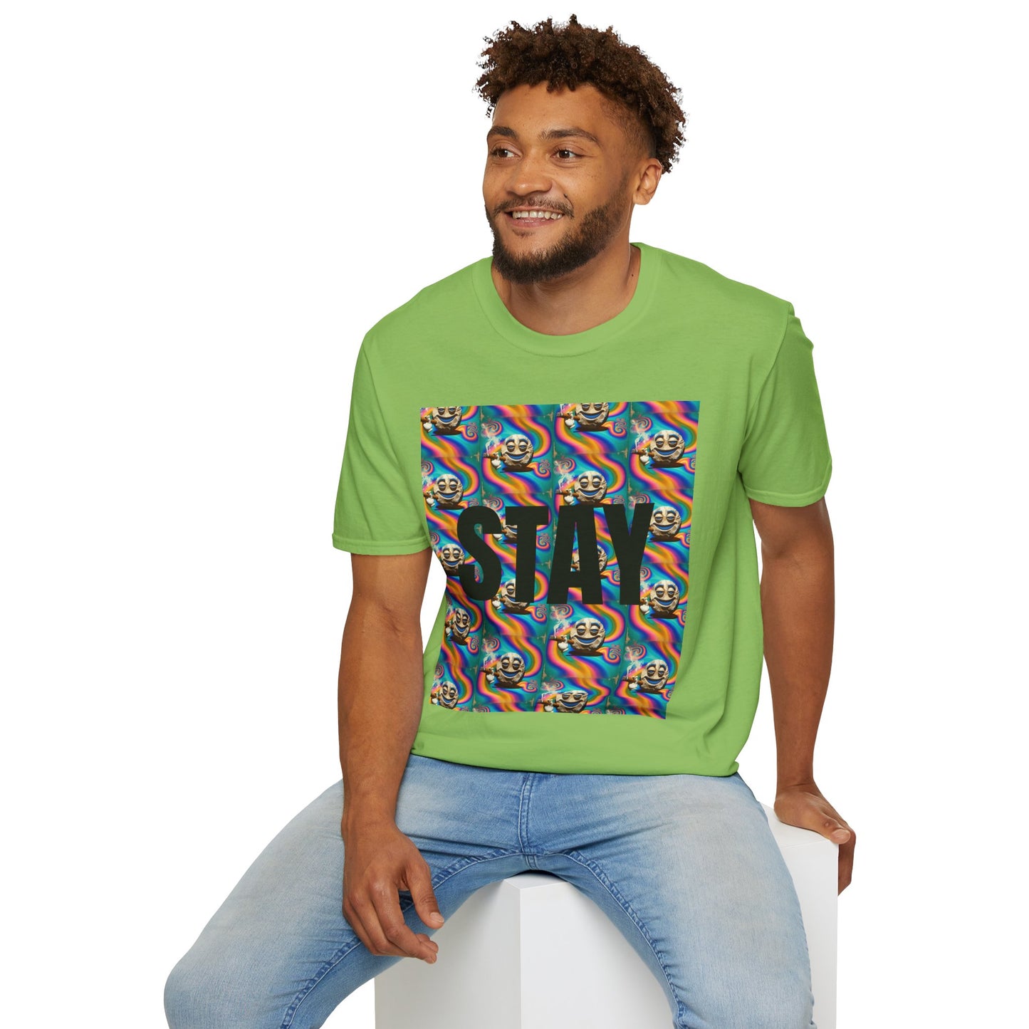 Stay Stoned Unisex Softstyle T-Shirt - Retro Vibe Graphic Tee for Fun Gatherings