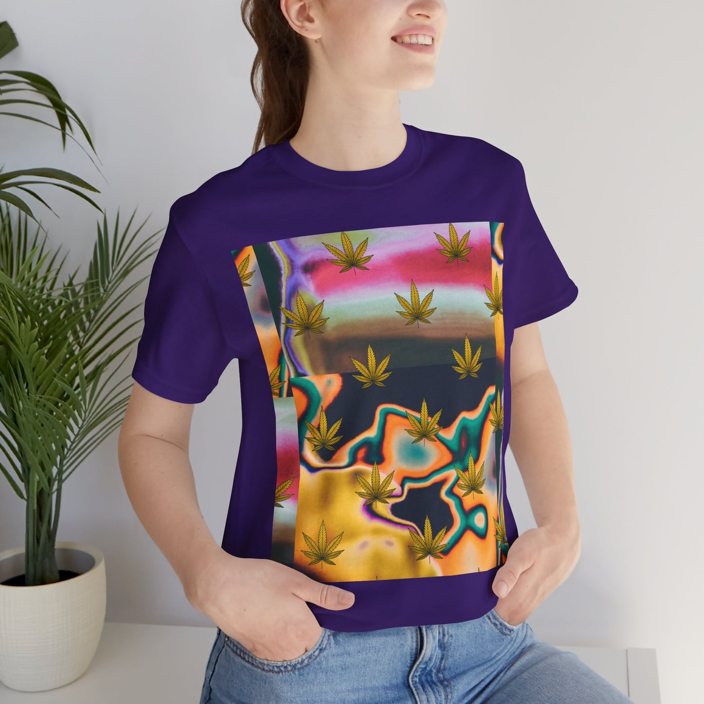 Vibrant Leaf Graphic Tee - Unisex Jersey Short Sleeve T-Shirt