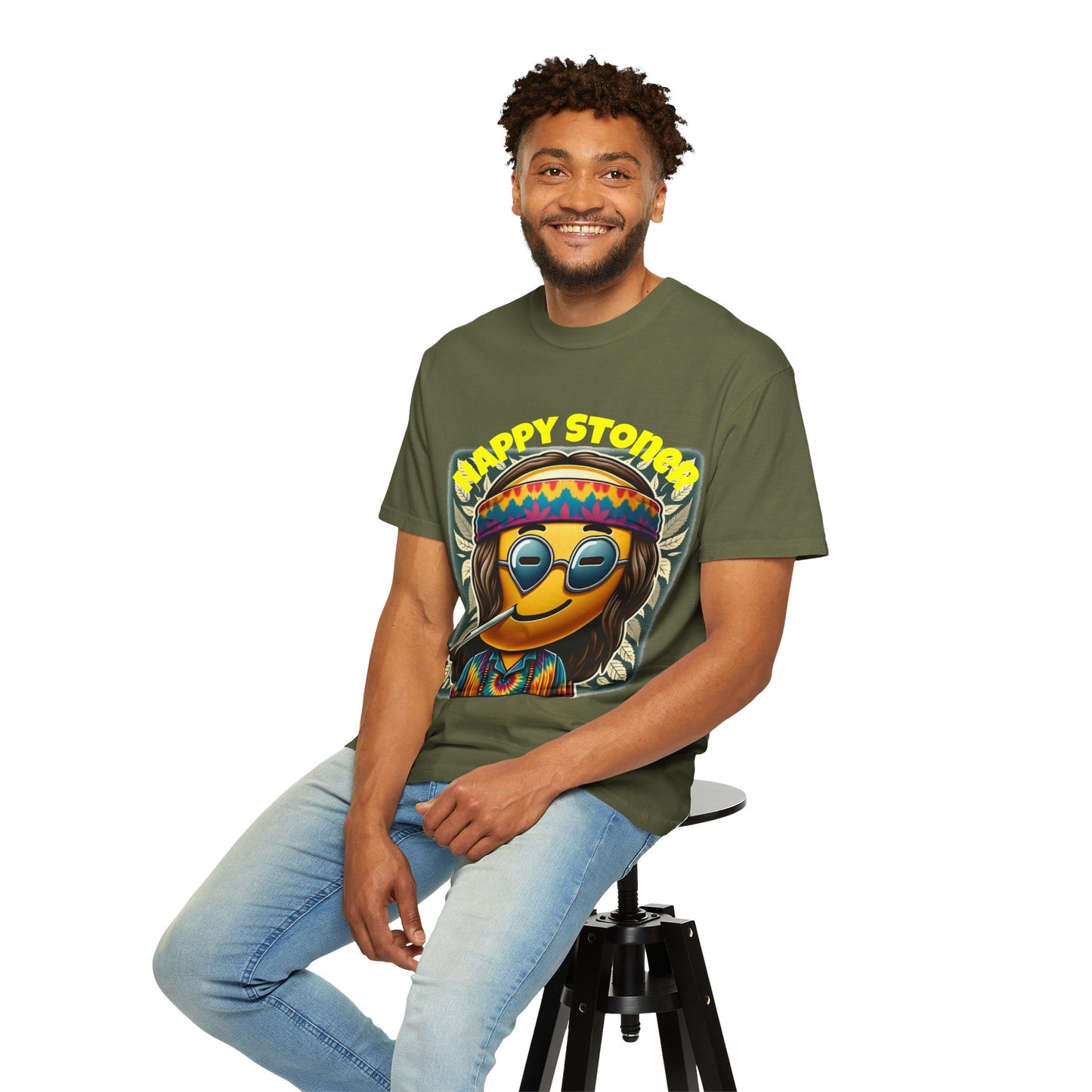 Happy Stoner Unisex Garment-Dyed T-Shirt | Chill Vibe Tee for Budding Enthusiasts
