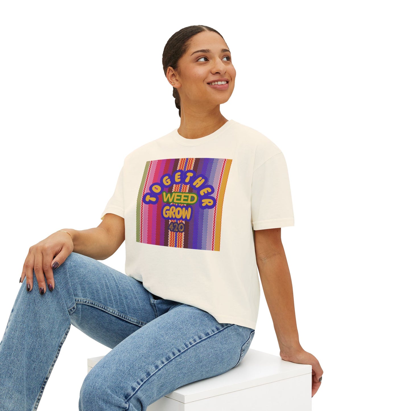 Women's Boxy Tee - Together We Grow Weed Design