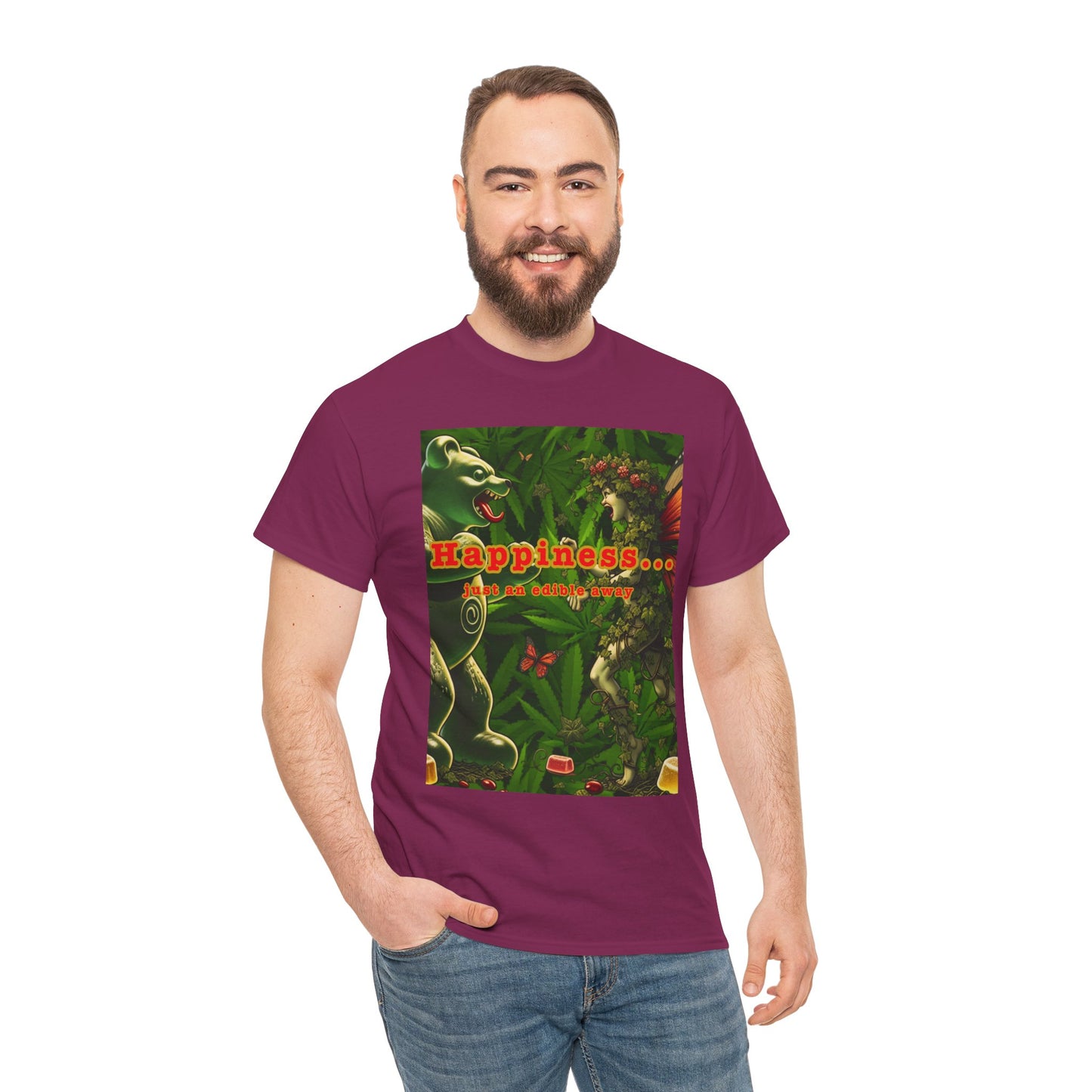 Happiness Jungle Unisex Heavy Cotton Tee, Graphic T-Shirt, Nature Lover Gift, Summer Wardrobe Essential, Unisex Casual Wear