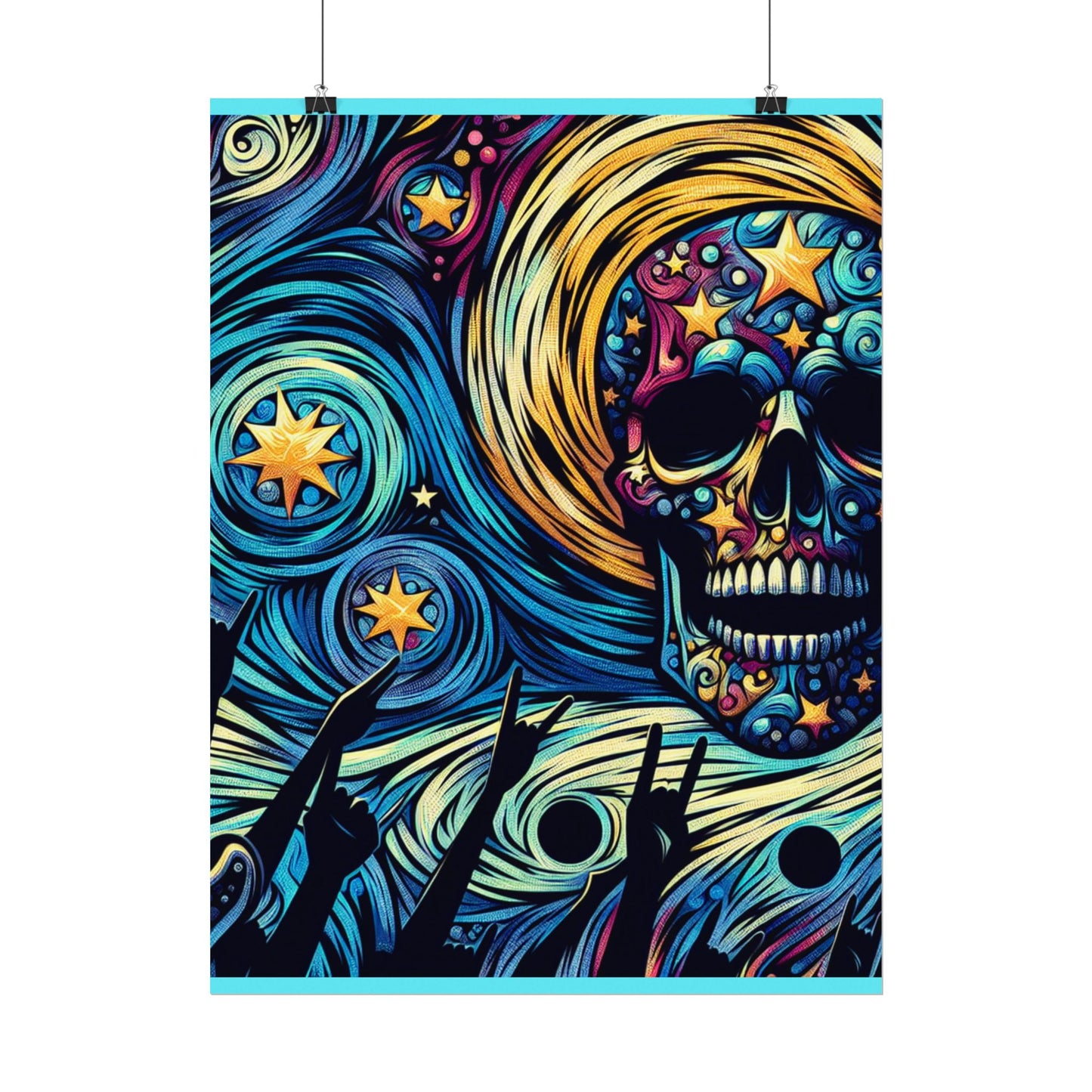 Midnight Rock N Roll Textured Watercolor Matte Posters