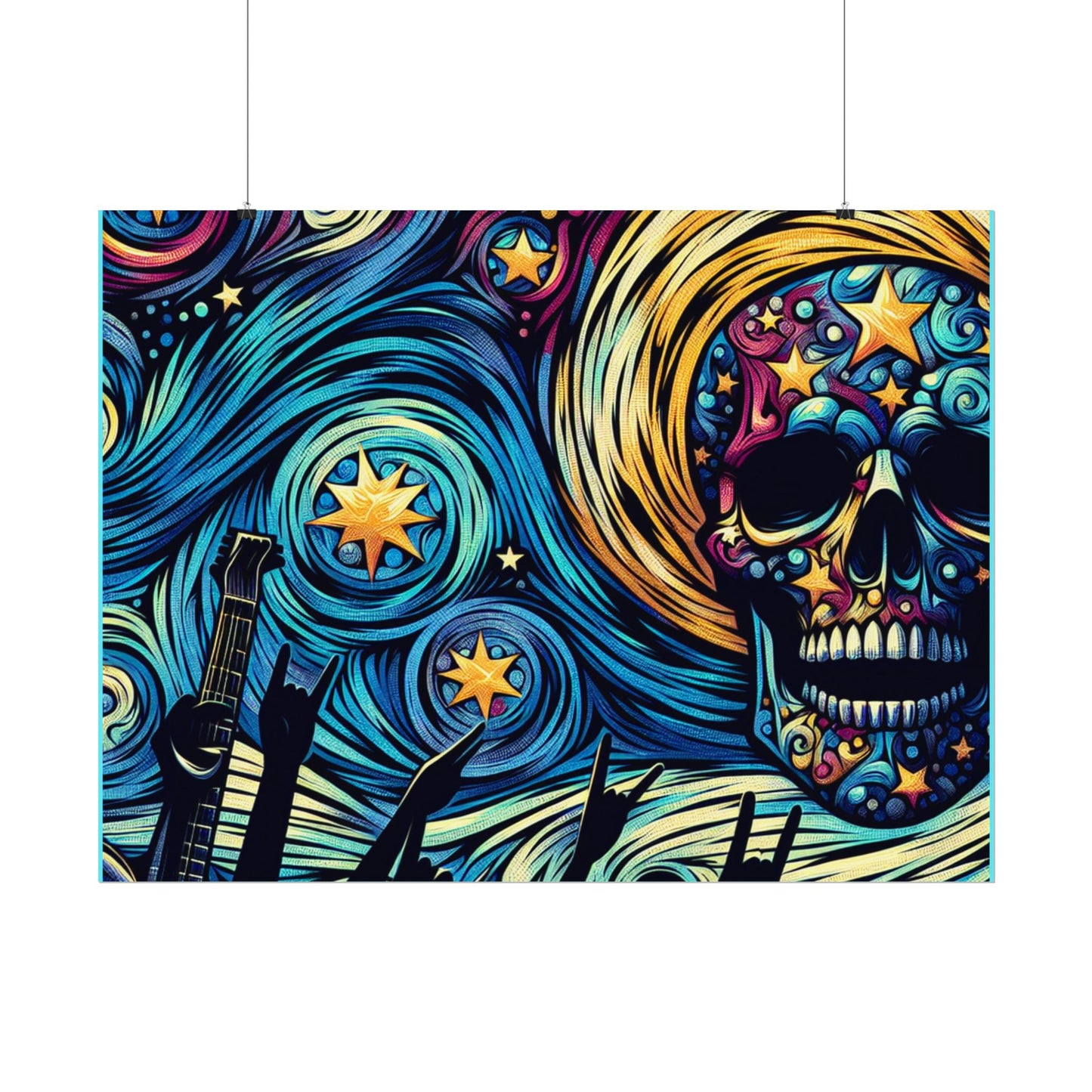Midnight Rock N Roll Textured Watercolor Matte Posters