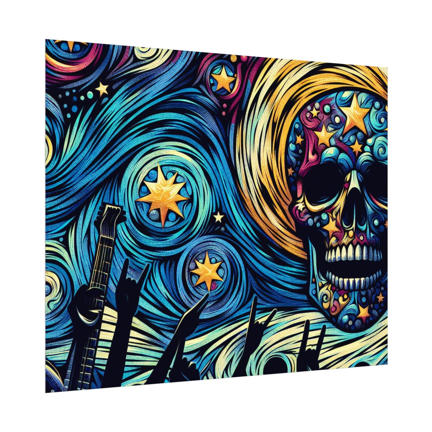 Midnight Rock N Roll Textured Watercolor Matte Posters