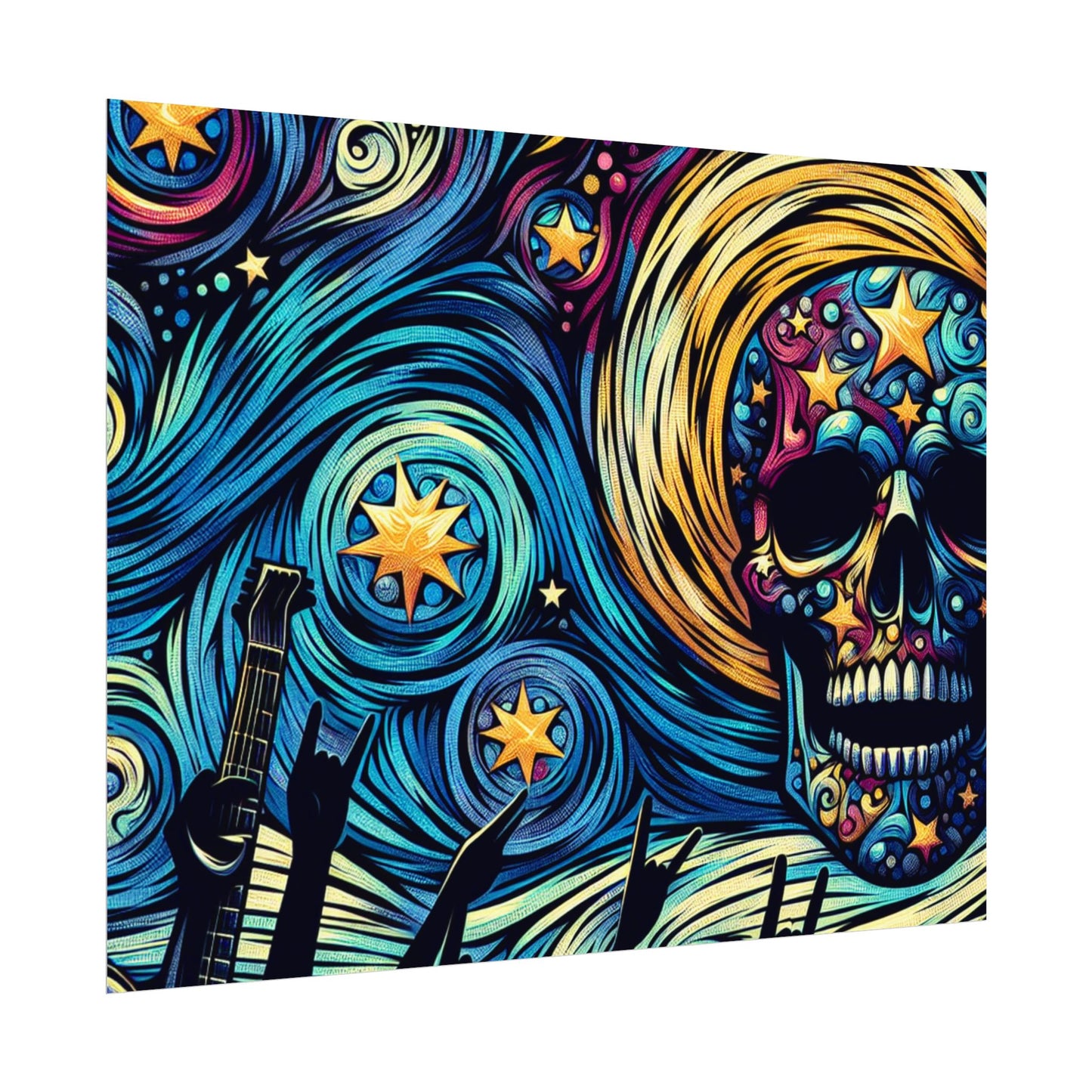 Midnight Rock N Roll Textured Watercolor Matte Posters