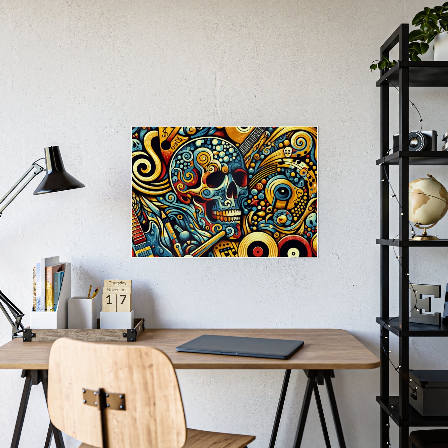 Skull Rock N Roll Gloss Posters