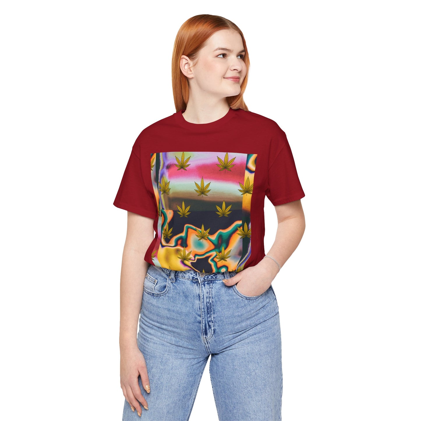 Vibrant Leaf Graphic Tee - Unisex Jersey Short Sleeve T-Shirt