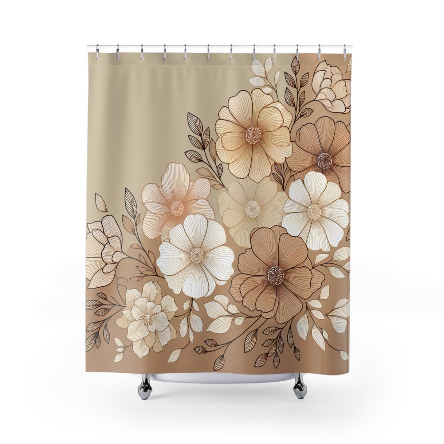 Floral Elegance Shower Curtain - Vintage Flower Design for Chic Bathrooms