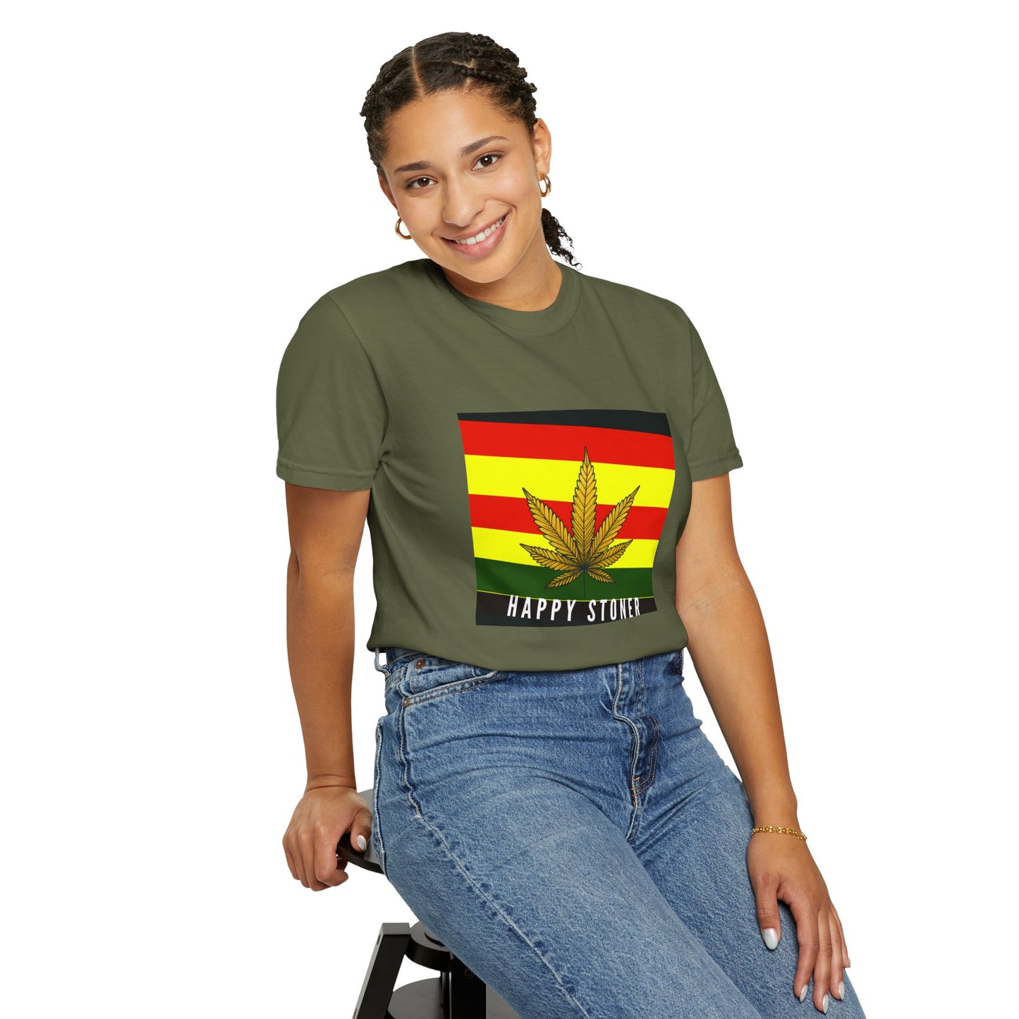 Happy Stoner Unisex Garment-Dyed T-shirt - Chill Vibes for Cannabis Enthusiasts