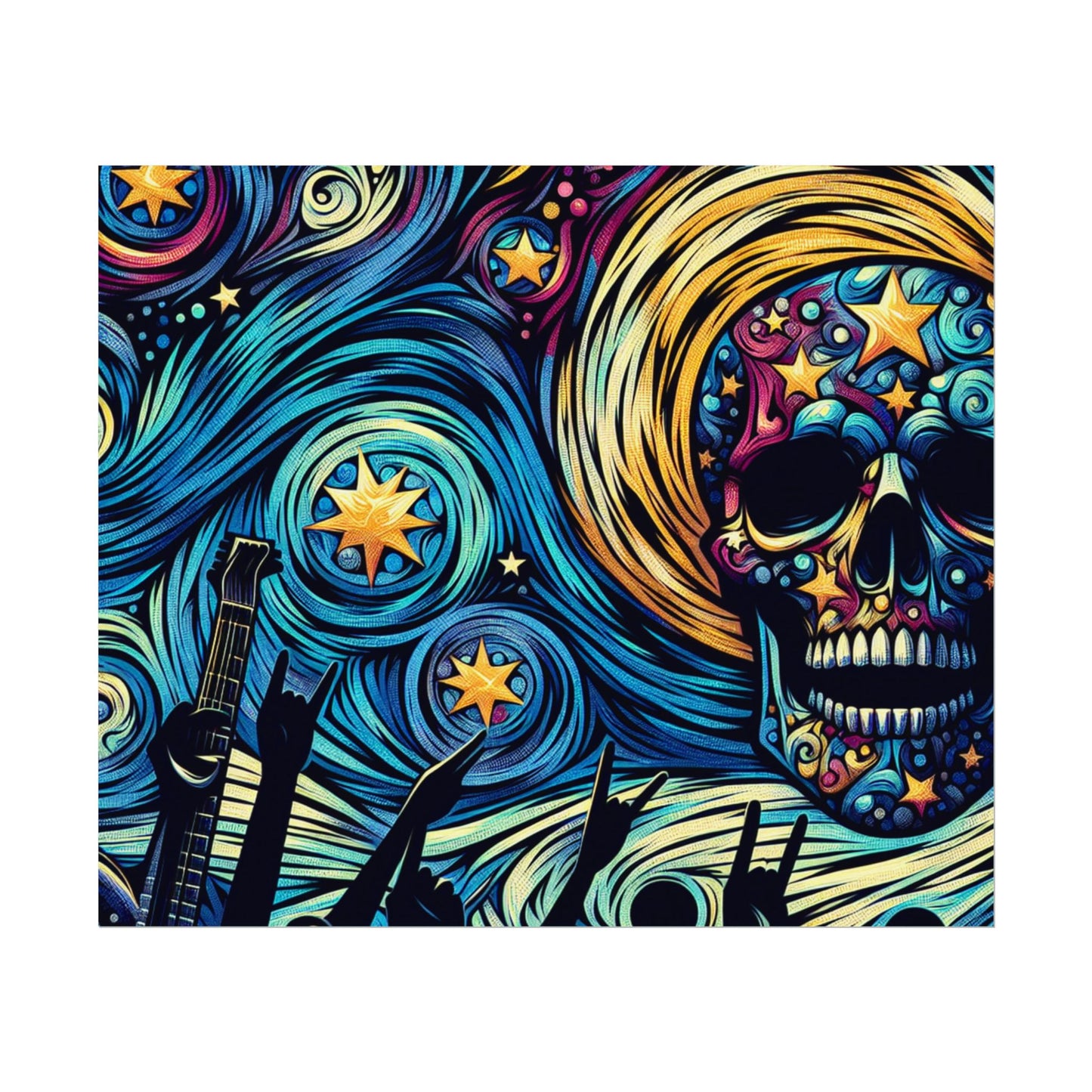 Midnight Rock N Roll Textured Watercolor Matte Posters