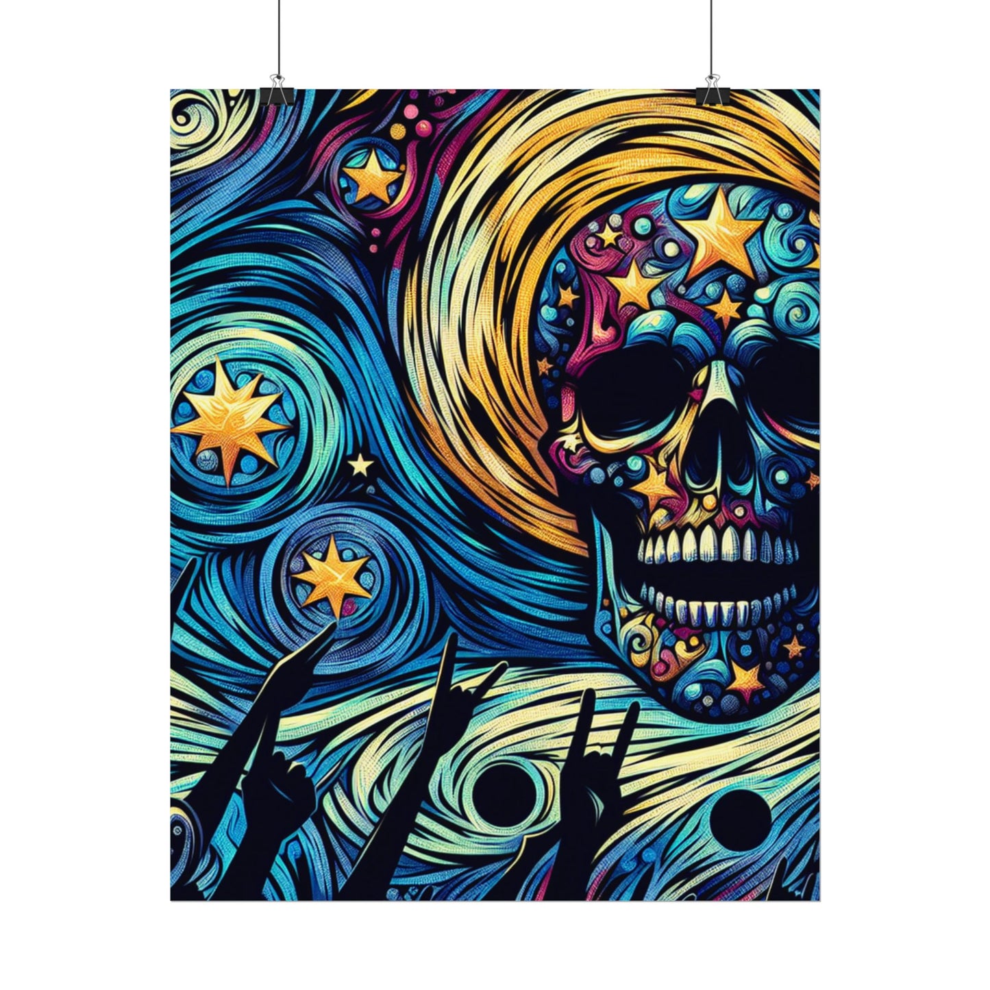 Midnight Rock N Roll Textured Watercolor Matte Posters