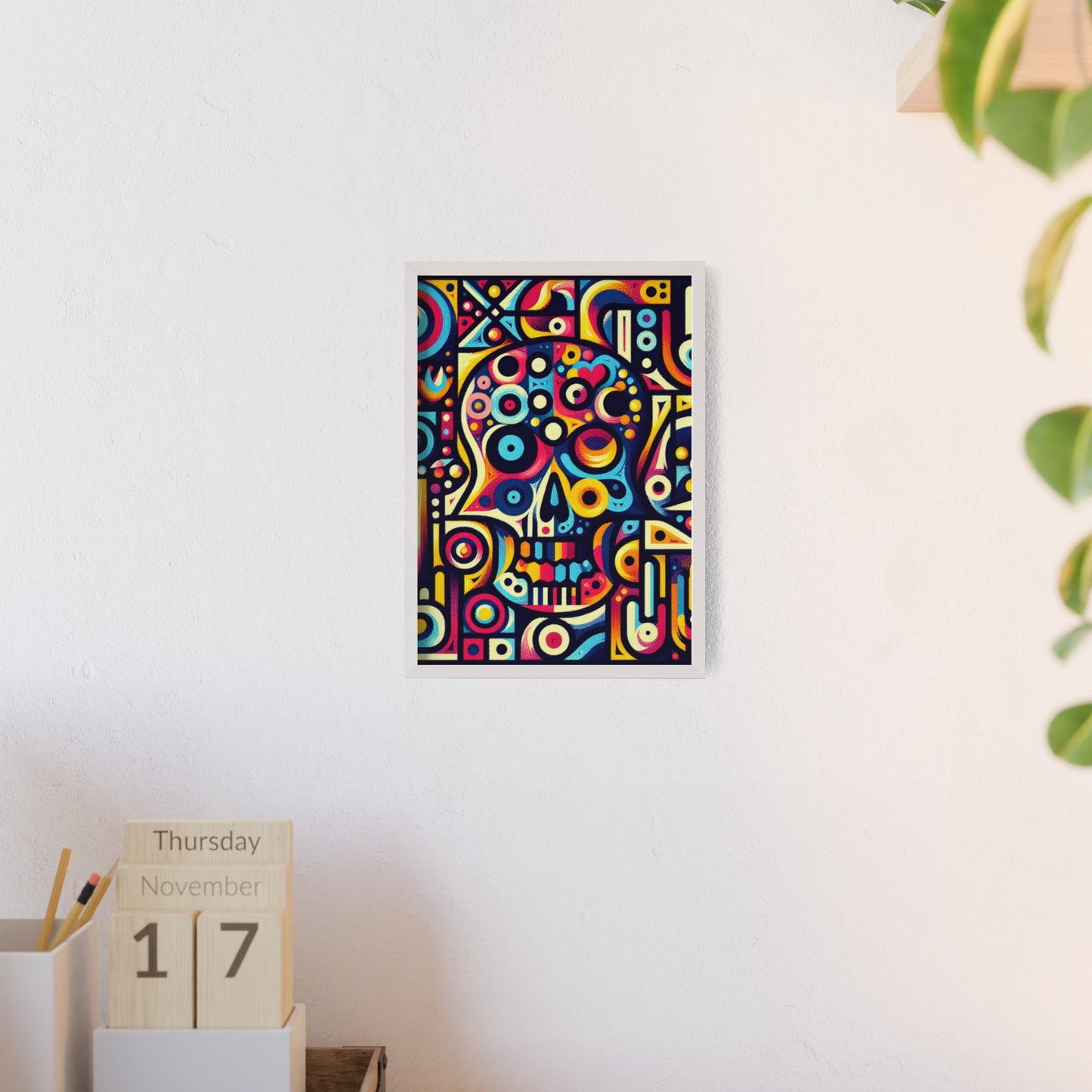 Skull Rock N Roll Posters with Wooden Frame