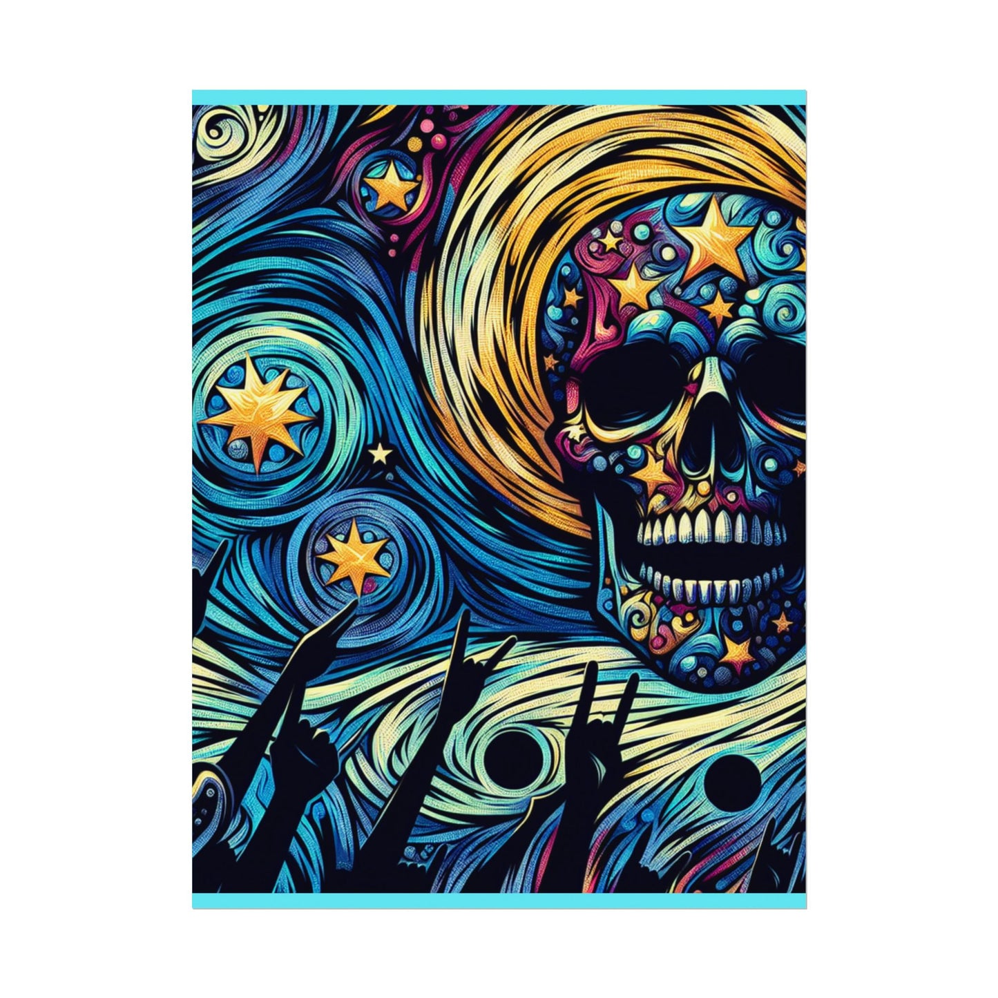 Midnight Rock N Roll Textured Watercolor Matte Posters