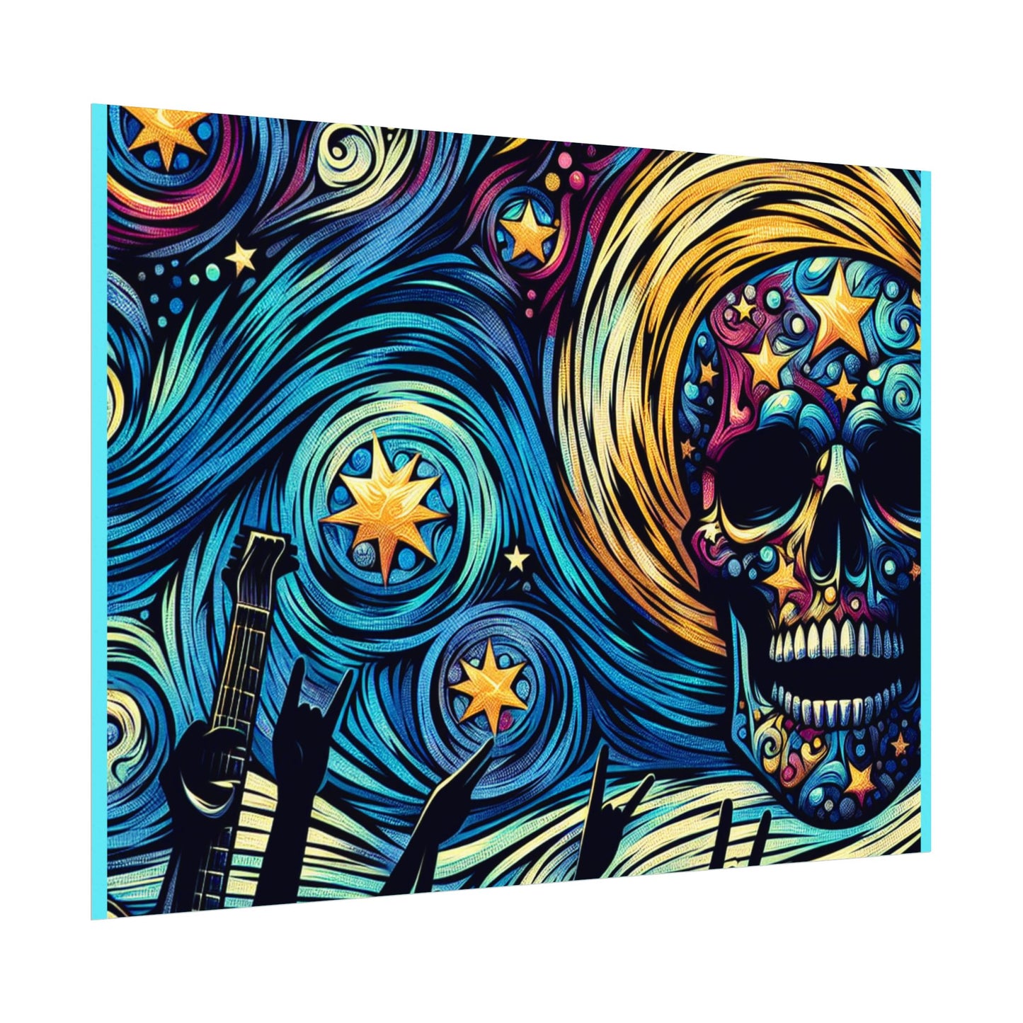 Midnight Rock N Roll Textured Watercolor Matte Posters