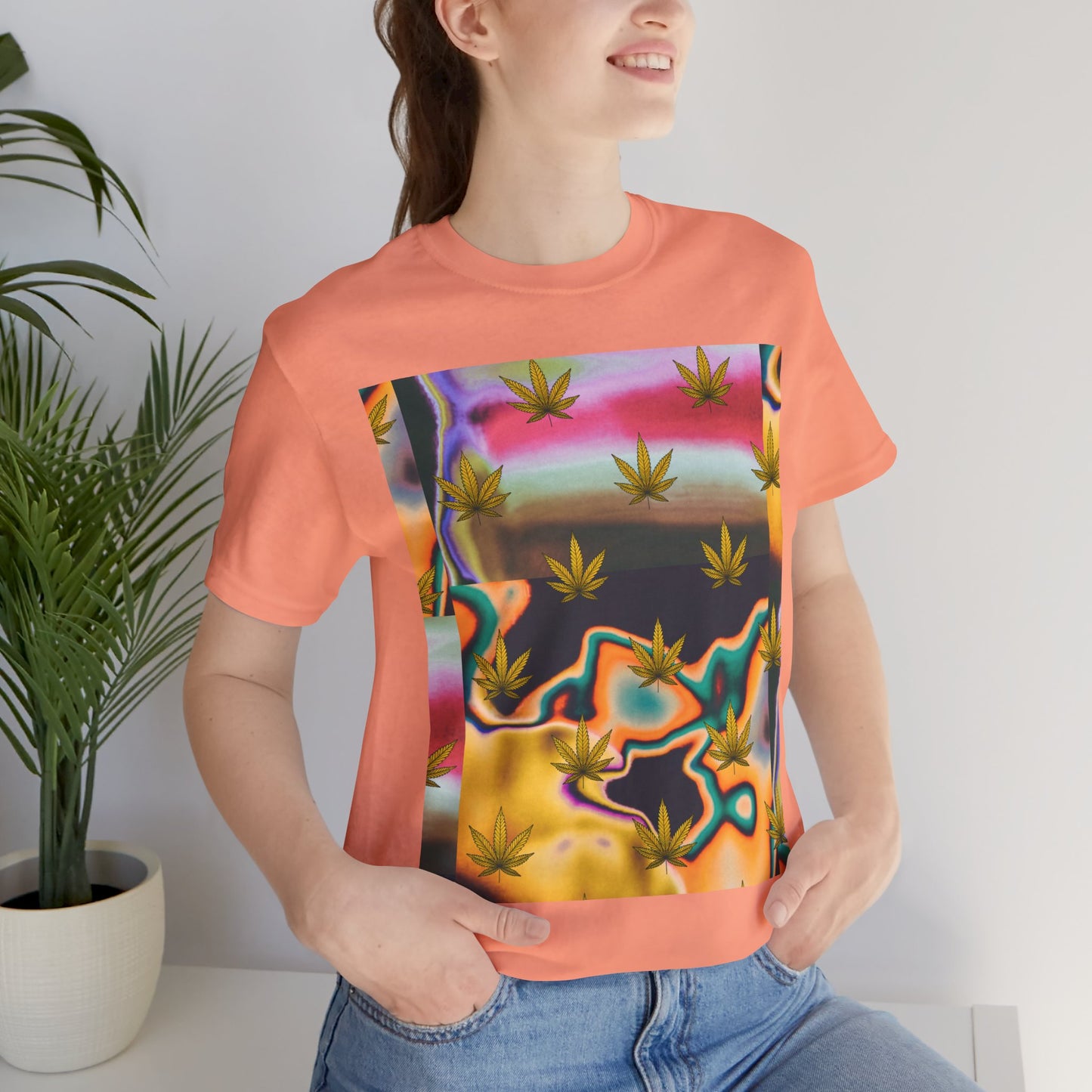 Vibrant Leaf Graphic Tee - Unisex Jersey Short Sleeve T-Shirt