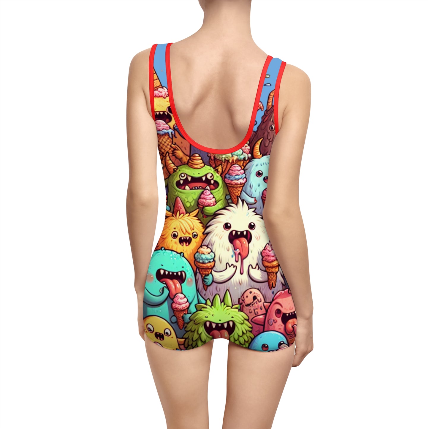 Women's Vintage Ice Cream Monster Swimsuit - Fun Summer Swimwear