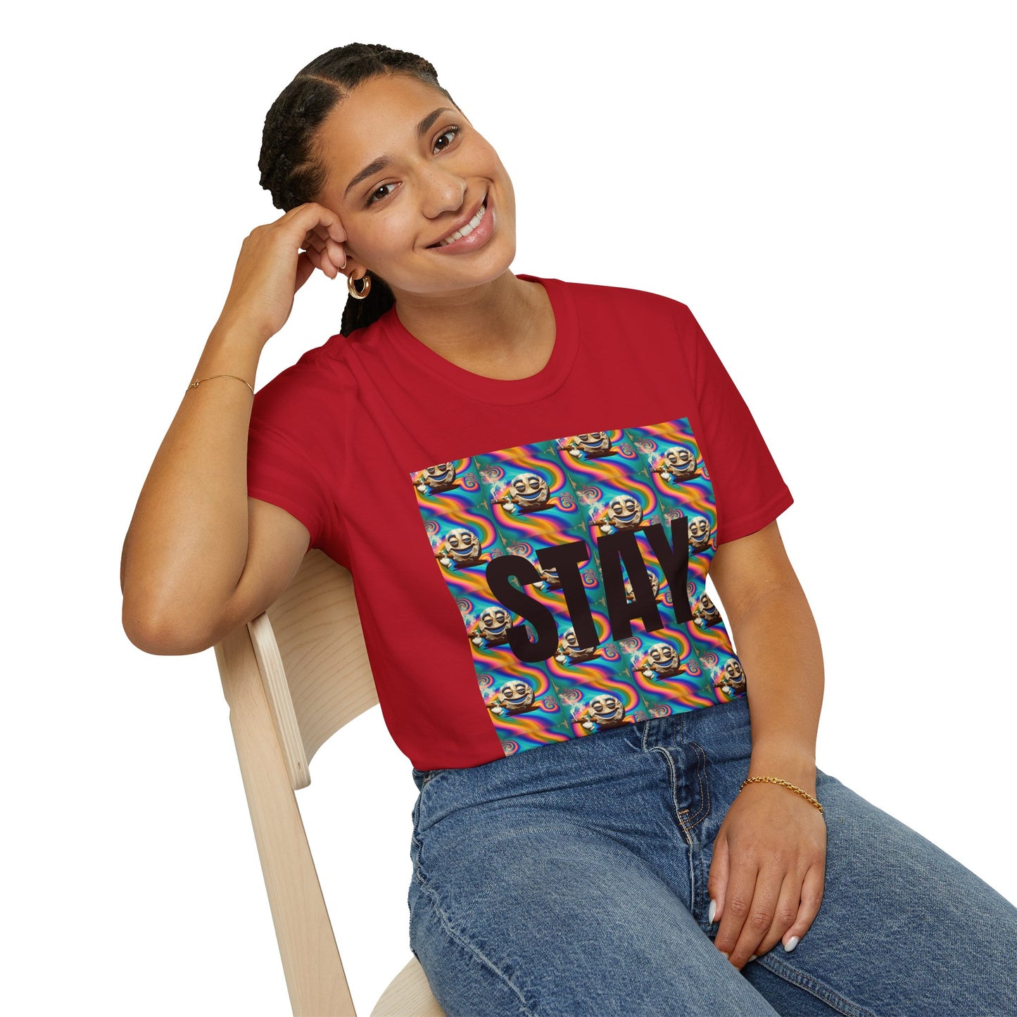 Stay Stoned Unisex Softstyle T-Shirt - Retro Vibe Graphic Tee for Fun Gatherings