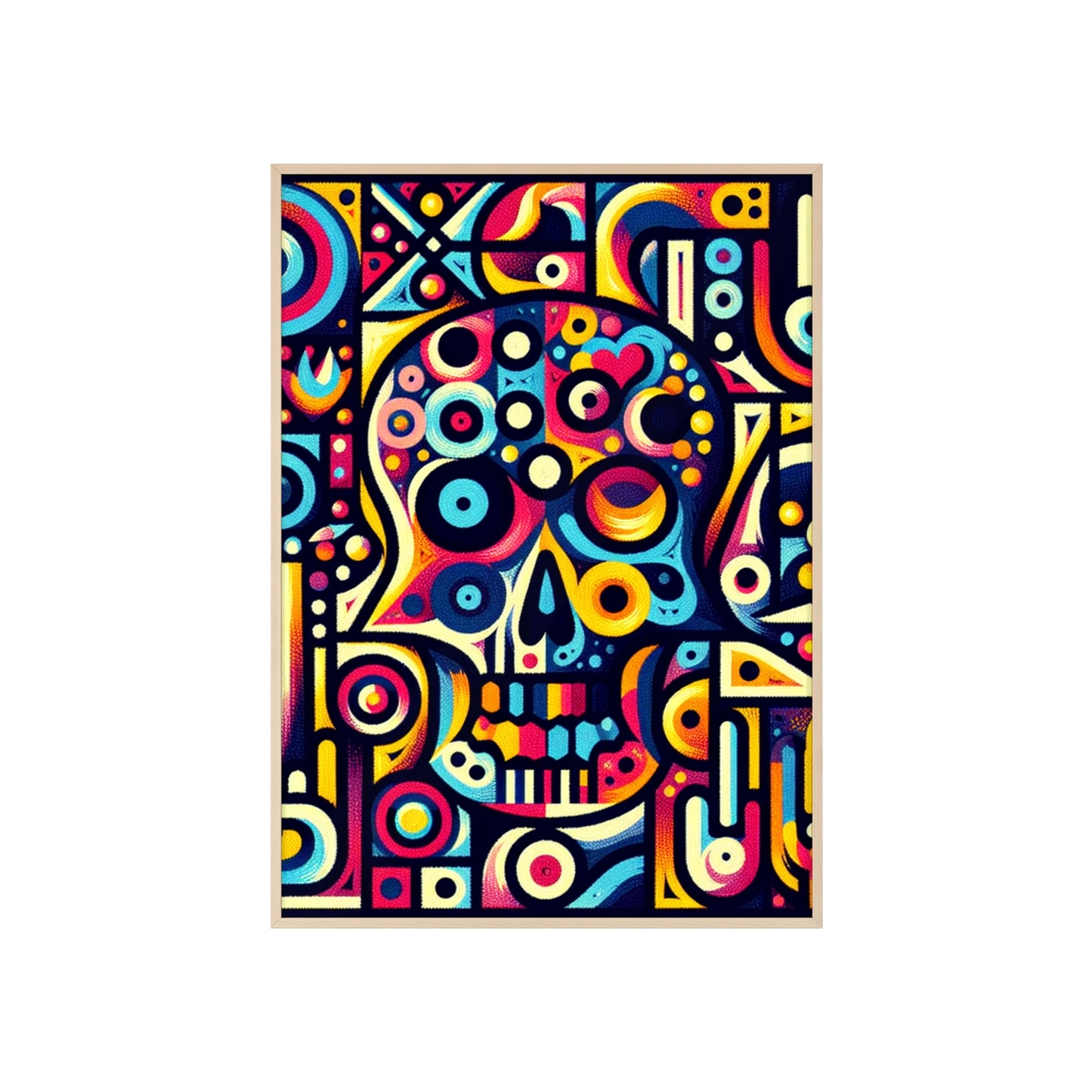 Skull Rock N Roll Posters with Wooden Frame