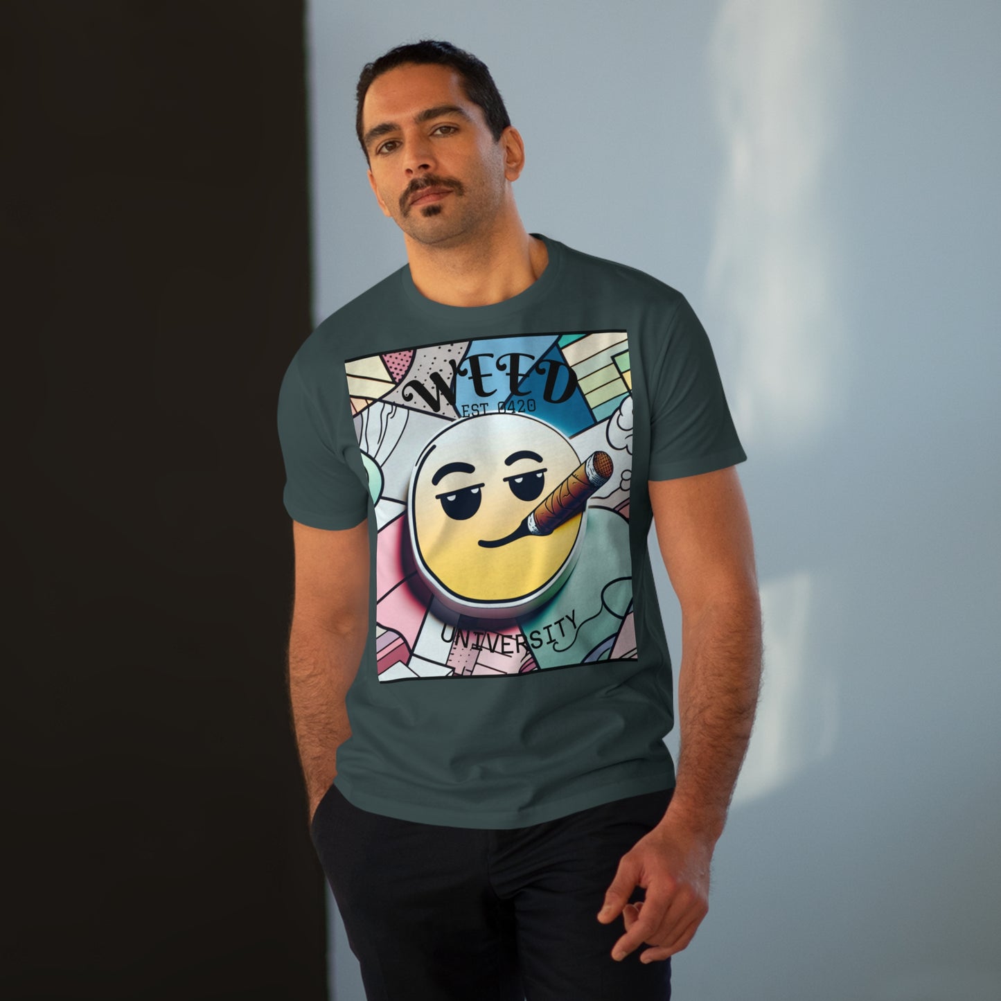 Cozy Weed University Tee - Modern Fit Cannabis T-Shirt for Fun Lovers