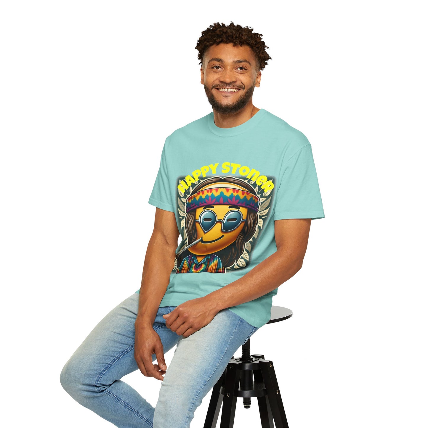 Happy Stoner Unisex Garment-Dyed T-Shirt | Chill Vibe Tee for Budding Enthusiasts