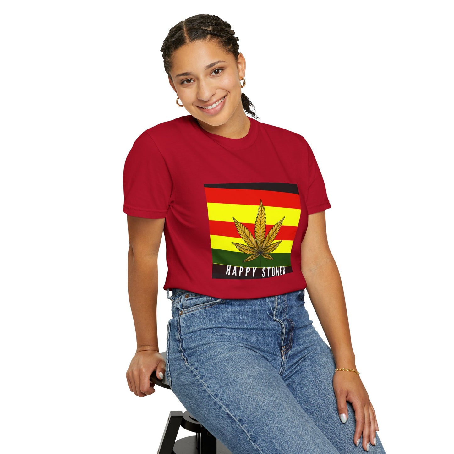 Happy Stoner Unisex Garment-Dyed T-shirt - Chill Vibes for Cannabis Enthusiasts