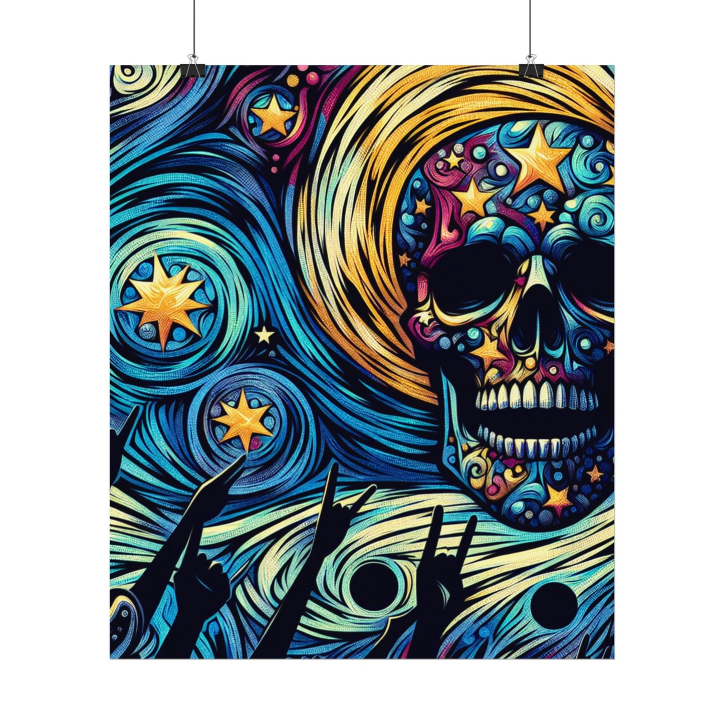 Midnight Rock N Roll Textured Watercolor Matte Posters