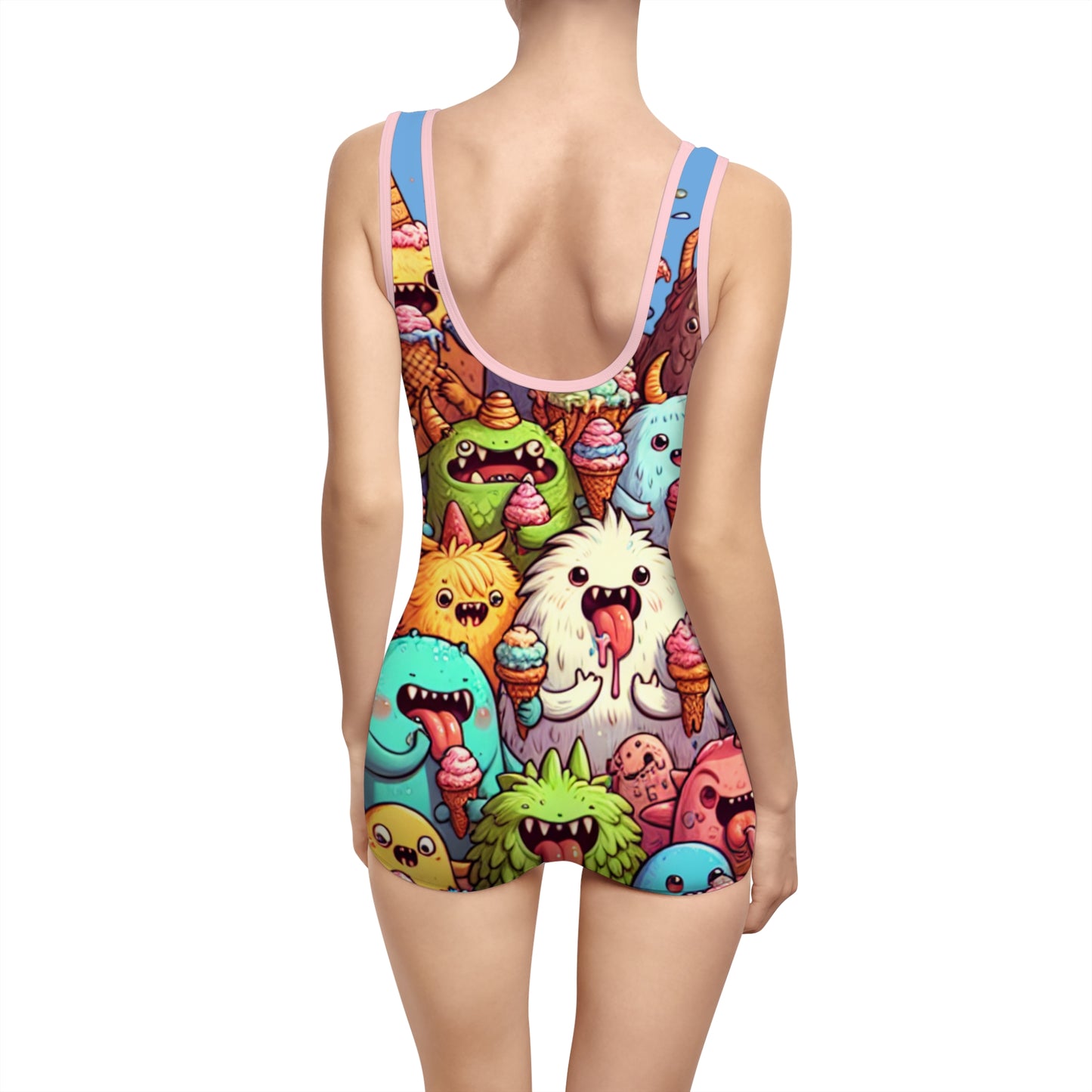 Women's Vintage Ice Cream Monster Swimsuit - Fun Summer Swimwear