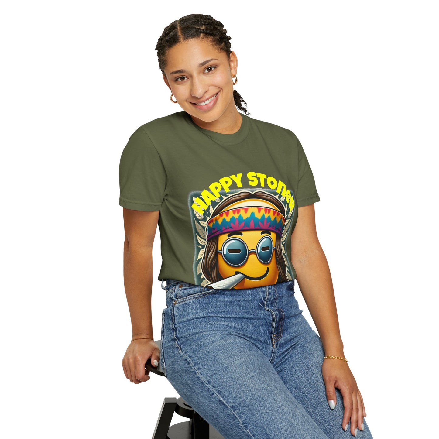 Happy Stoner Unisex Garment-Dyed T-Shirt | Chill Vibe Tee for Budding Enthusiasts