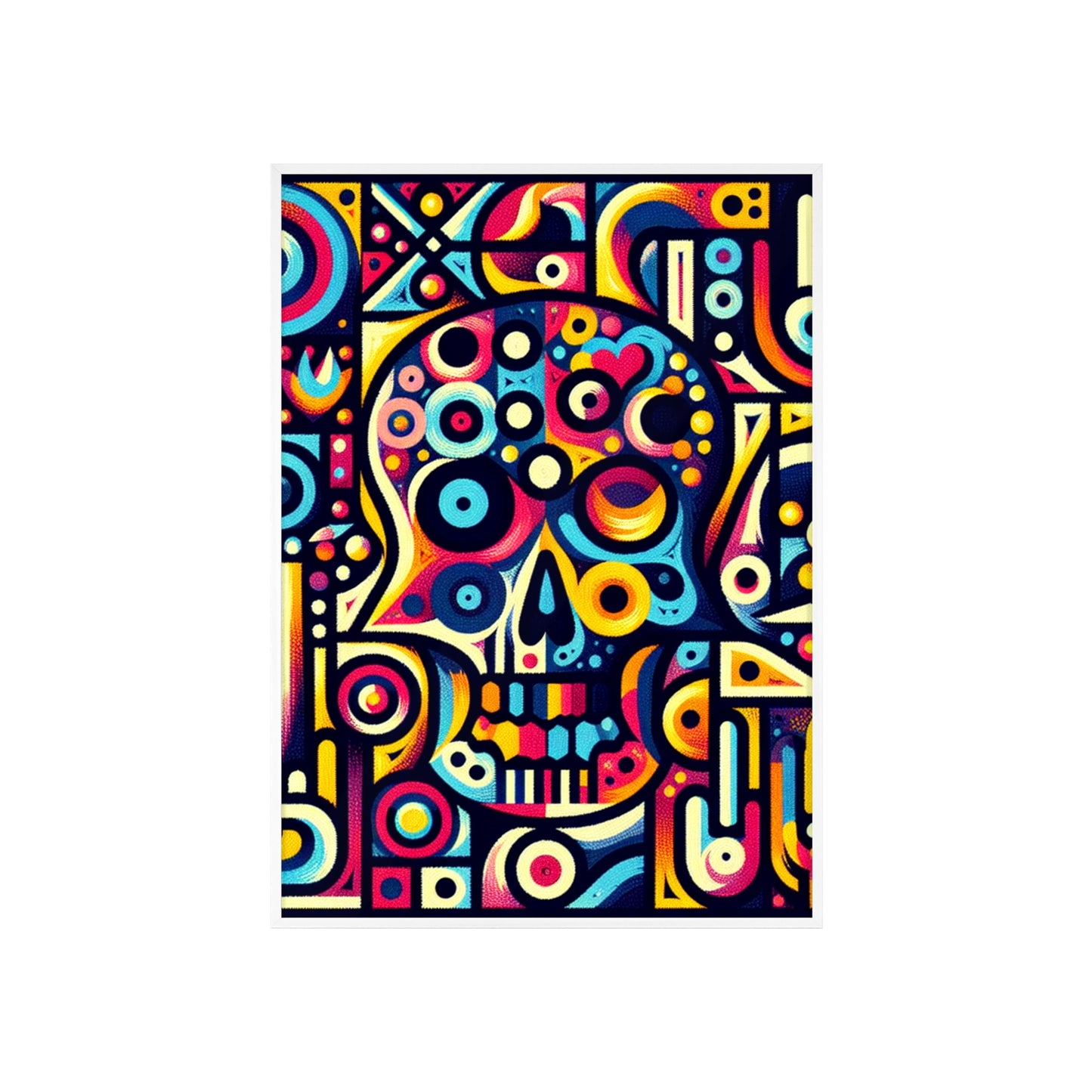 Skull Rock N Roll Posters with Wooden Frame