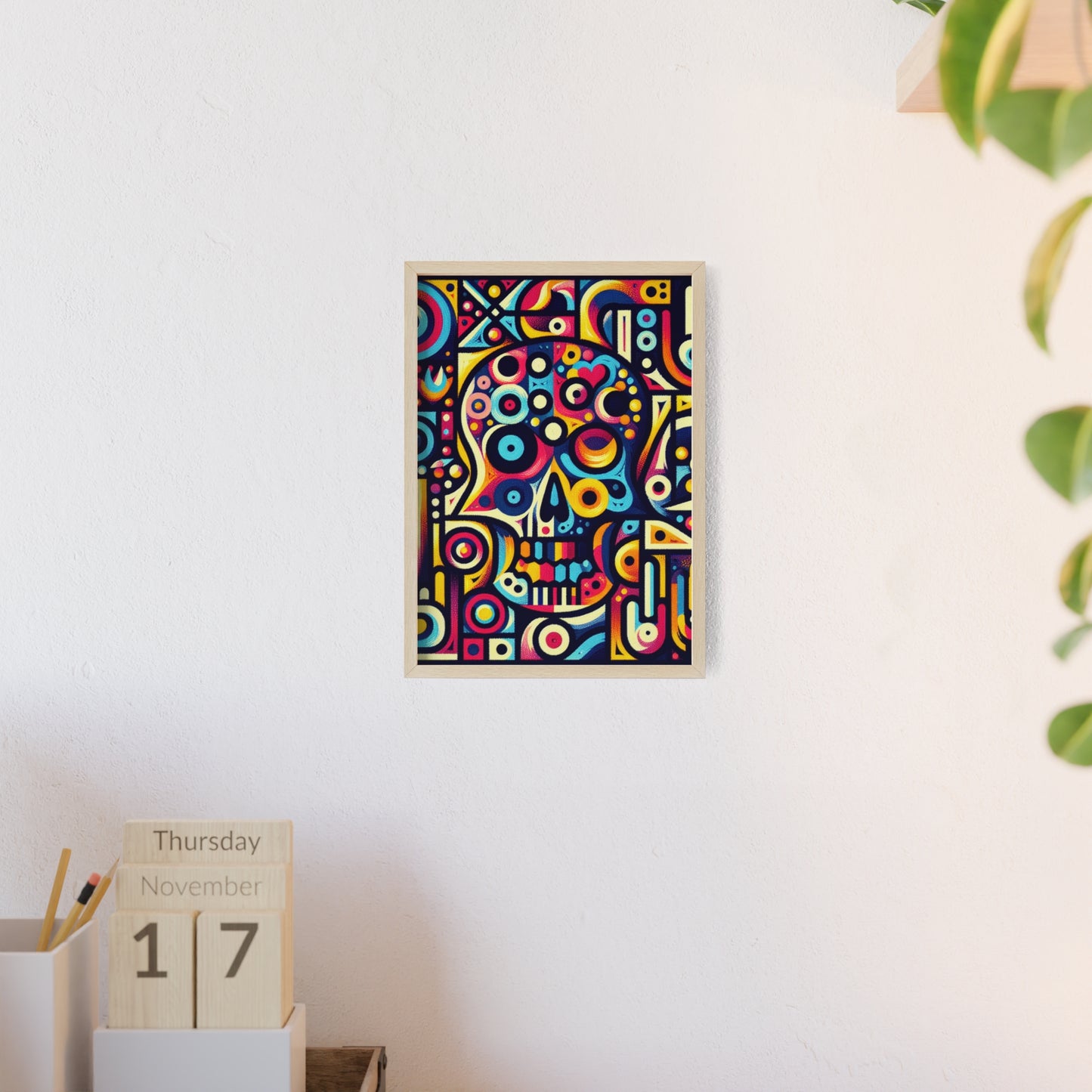 Skull Rock N Roll Posters with Wooden Frame