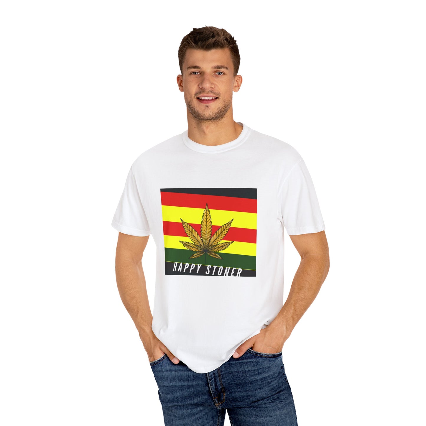 Happy Stoner Unisex Garment-Dyed T-shirt - Chill Vibes for Cannabis Enthusiasts