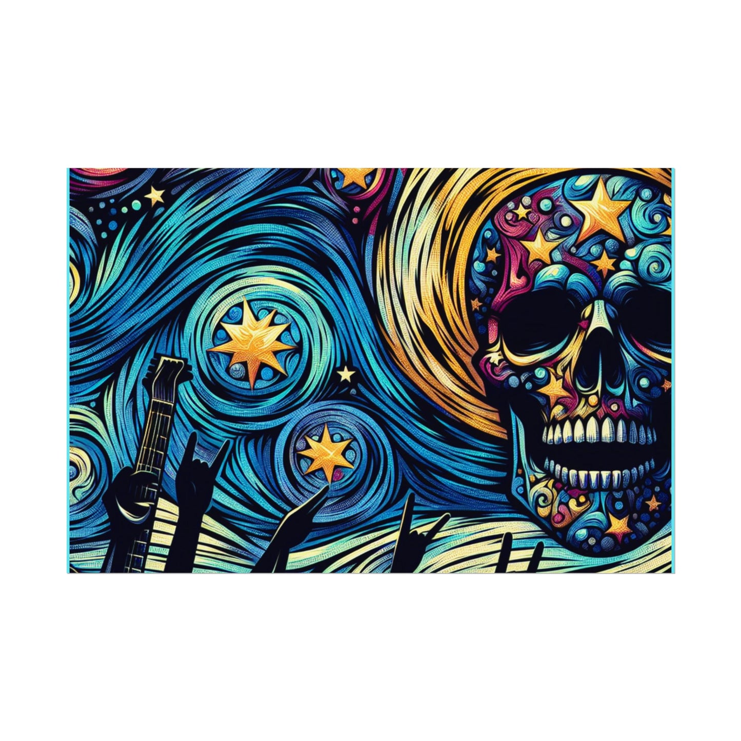 Midnight Rock N Roll Textured Watercolor Matte Posters