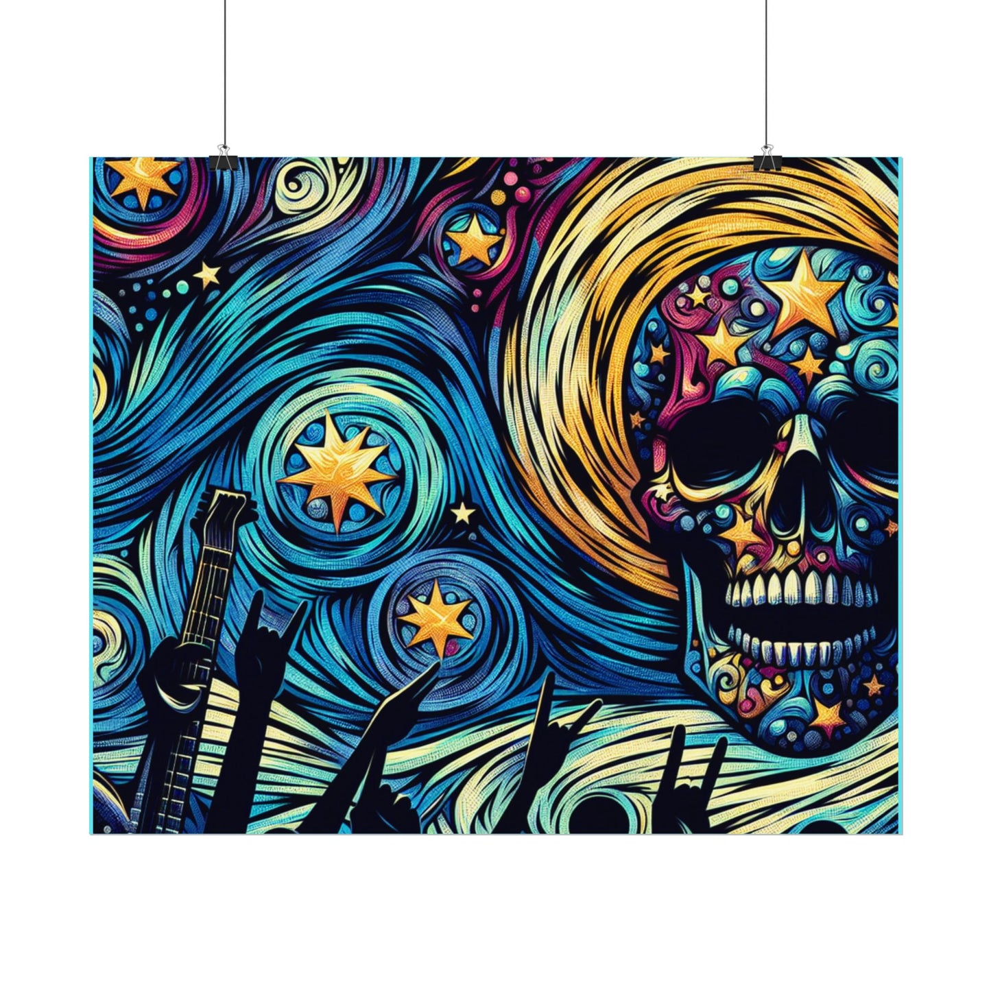 Midnight Rock N Roll Textured Watercolor Matte Posters