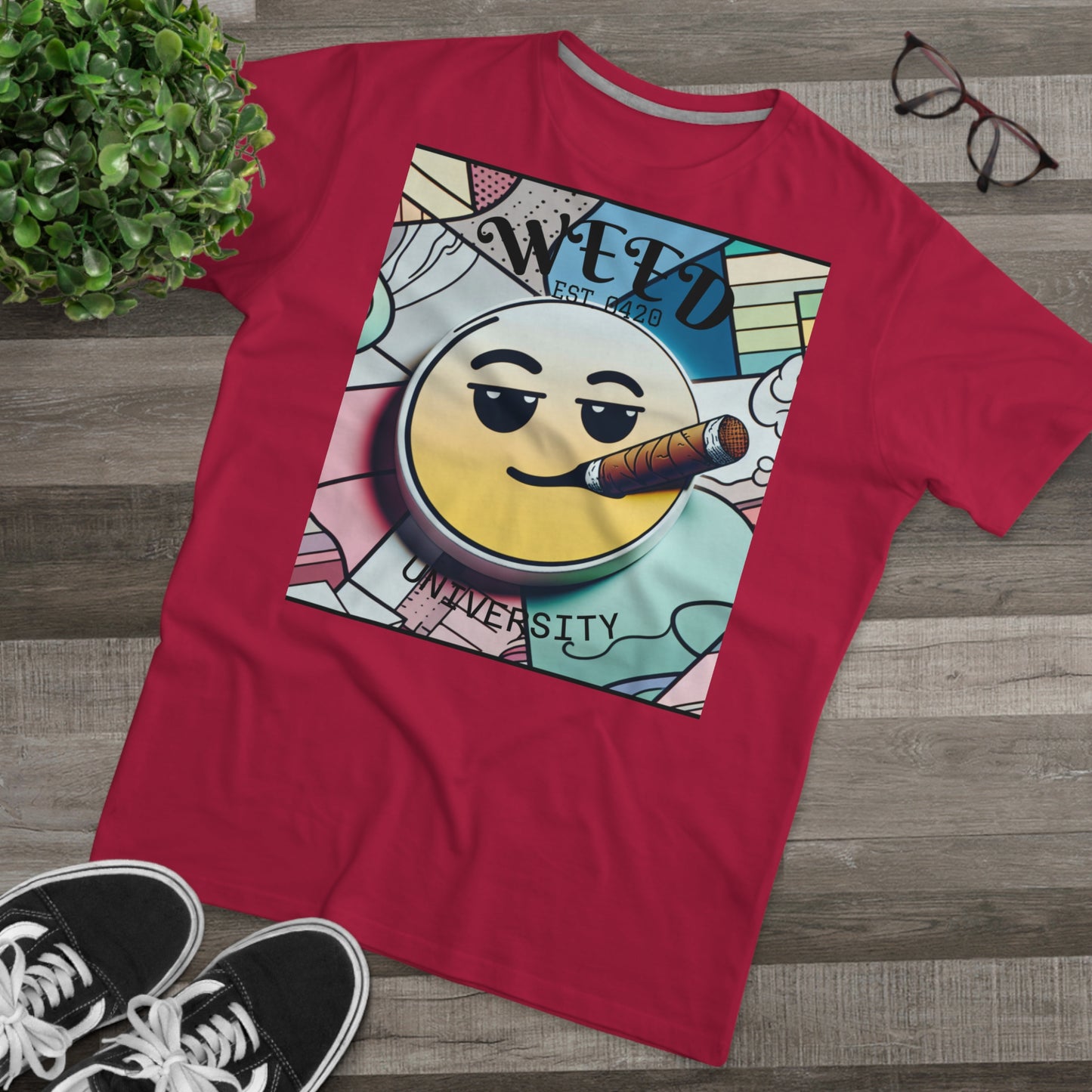 Cozy Weed University Tee - Modern Fit Cannabis T-Shirt for Fun Lovers