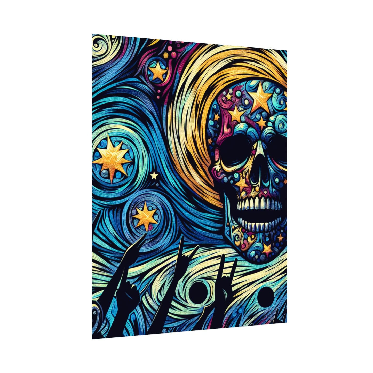 Midnight Rock N Roll Textured Watercolor Matte Posters