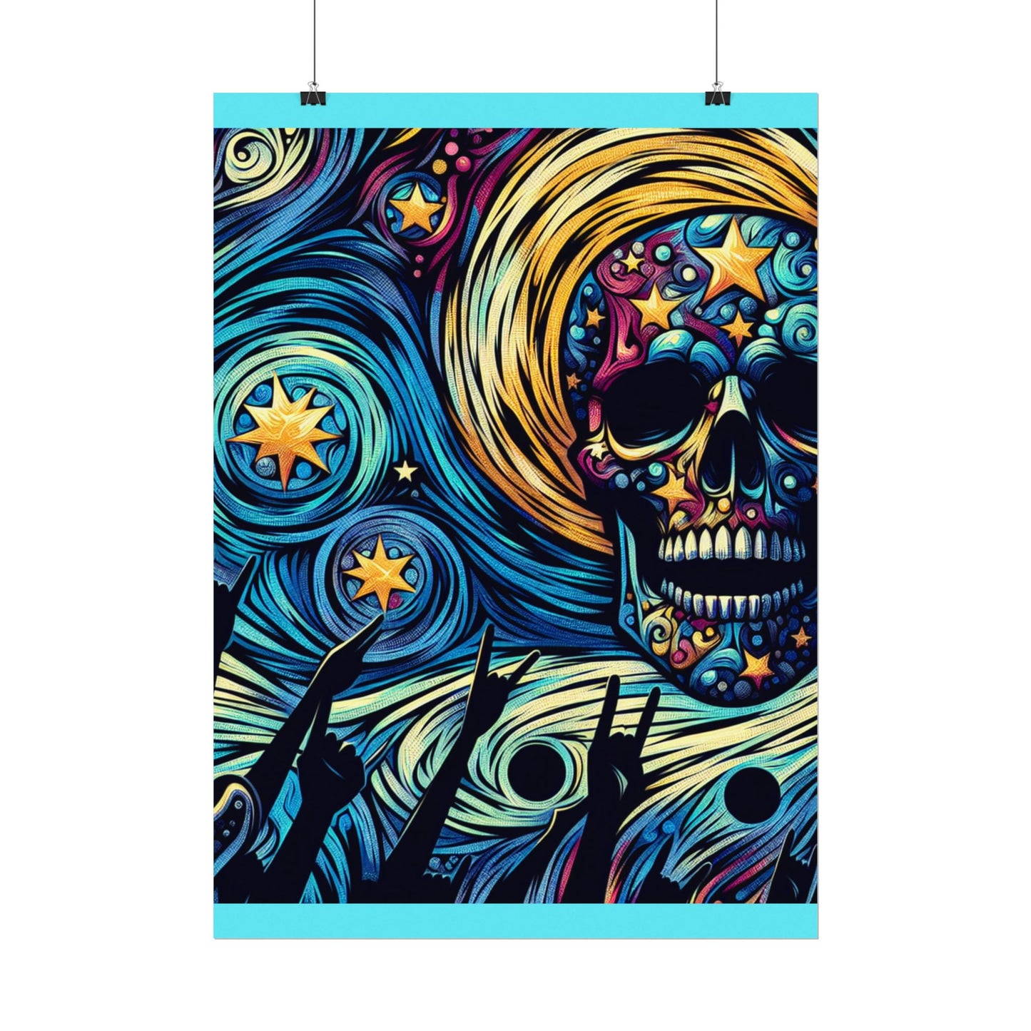 Midnight Rock N Roll Textured Watercolor Matte Posters